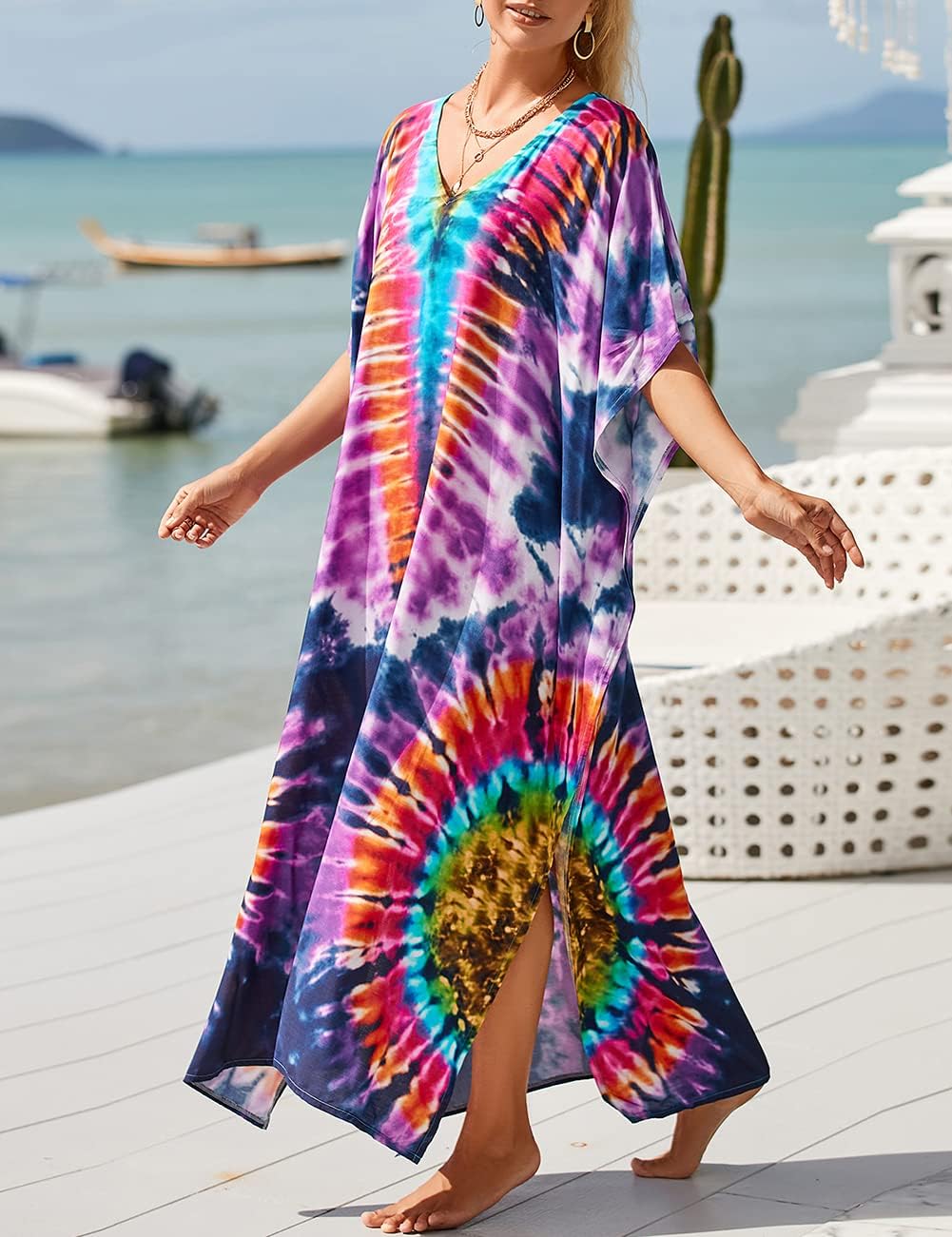Bsubseach Kaftan Dresses For Women Petite Plus Size Caftan Swim Cover Up For Women Maxi Beach Dress - Image 5