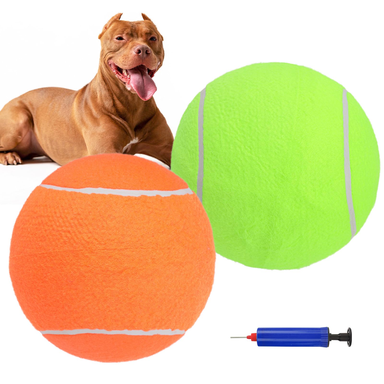 SCENEREAL Giant Tennis Ball for Dogs 2 Pack,Upgraded Thicken 9.5" Large Tennis Balls for Dogs,Halloween Dog Toys Birthday Gift, Inflatable Interactive