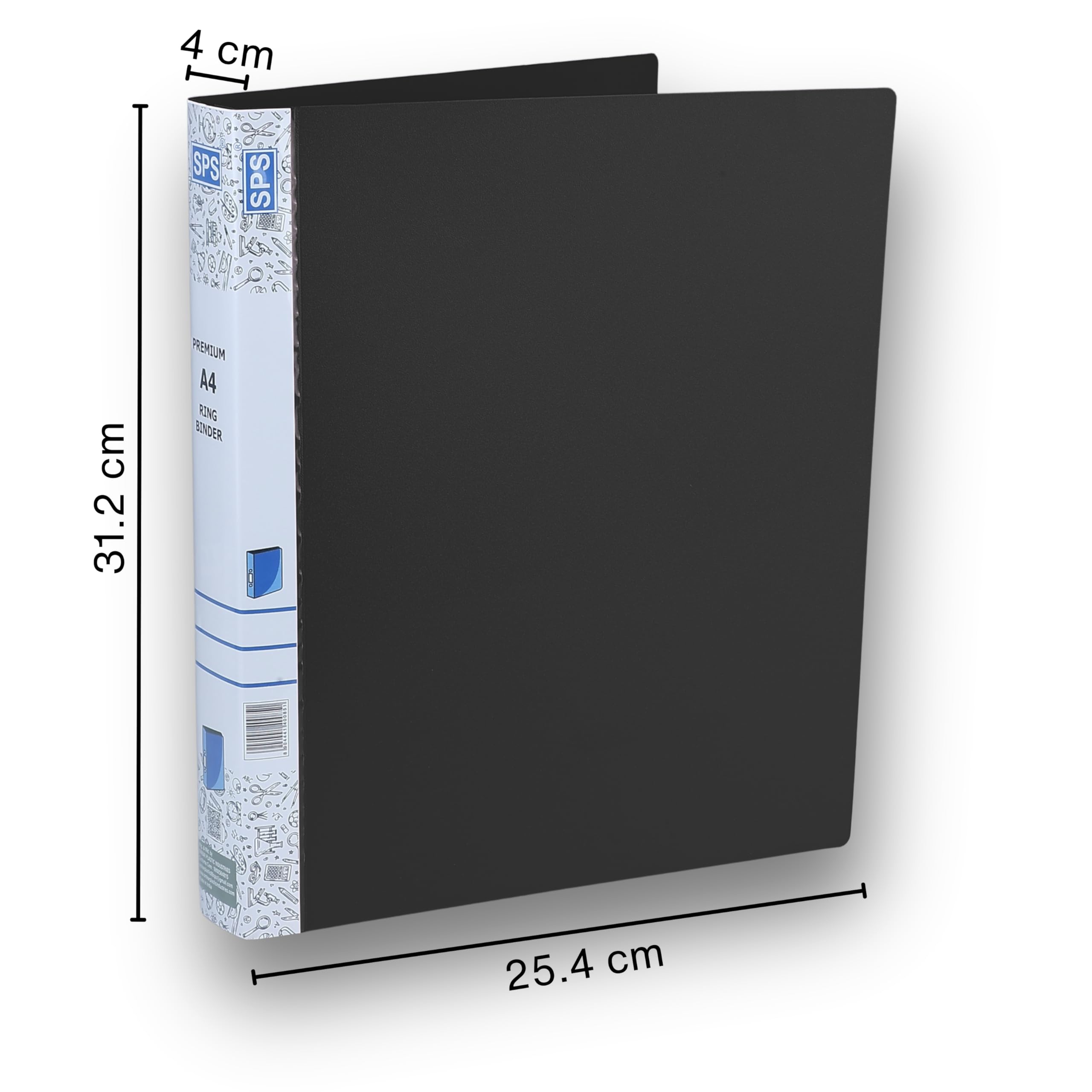 SPS Raccoglitore ad anelli 2D, formato A4, per documenti e certificati, per ufficio e scuola, blu e nero, confezione da 2
