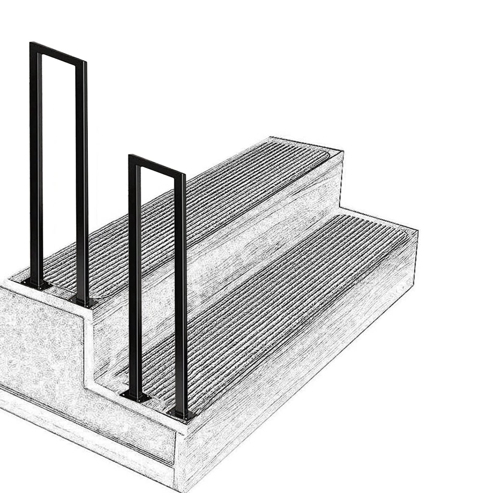 Rambarde d'escalier de jardin en fer forgé pour sécuriser le porche de maison
