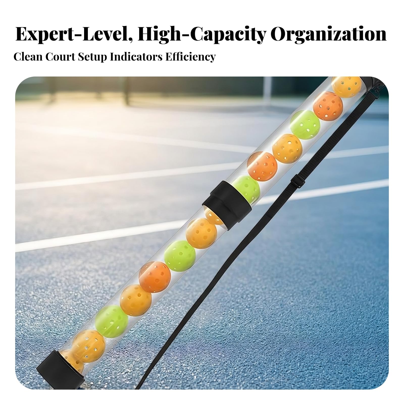 Tubo Raccoglitore di Palline Trasparente | Struttura Leggera da 0,8 Kg, Attrezzatura, per Campi da Tennis, Stile B