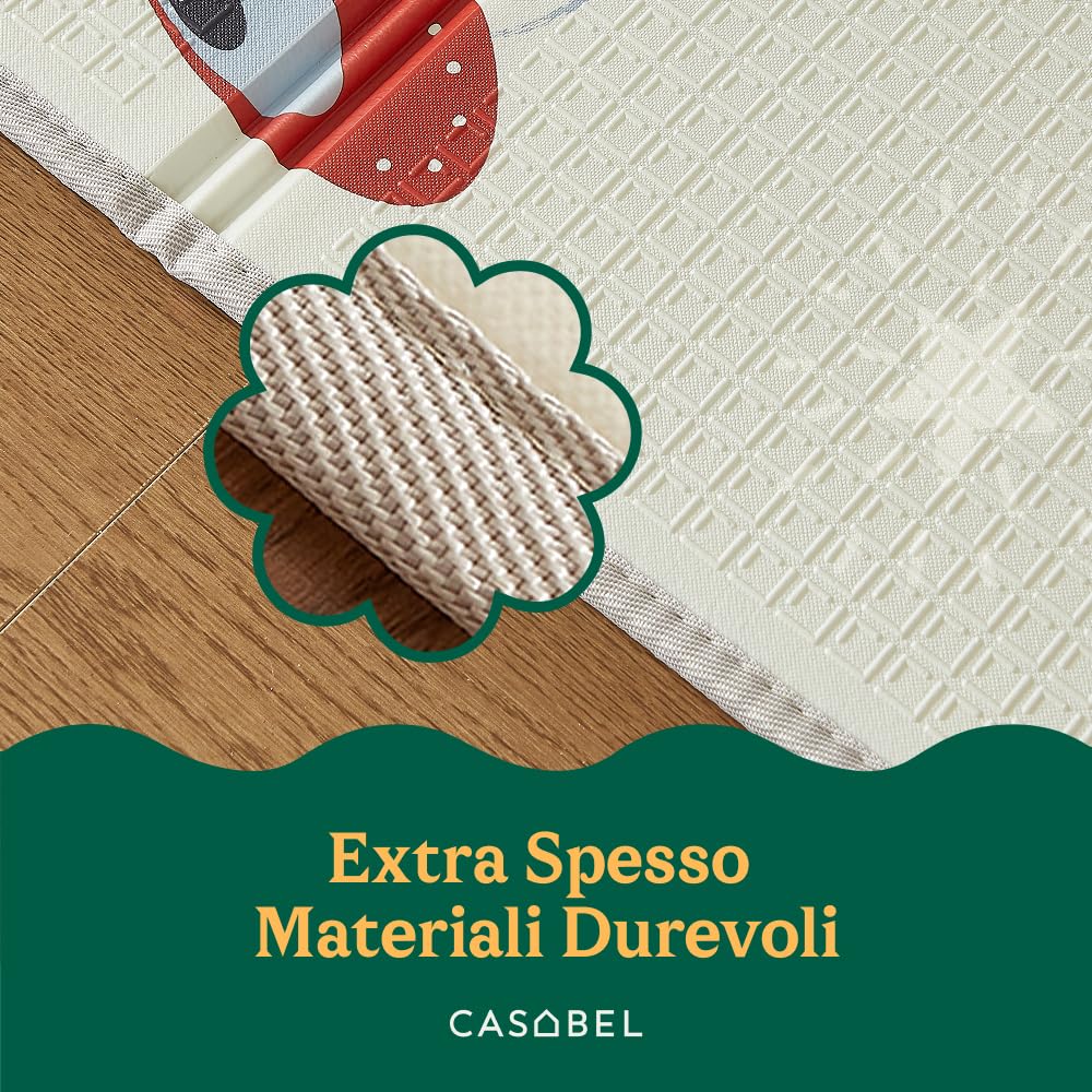 CASABEL Tappeto Gioco Evolutivo 180×150 cm, Pieghevole, Impermeabile e Spesso, Fantasia Giurassico, Grande Formato, Colorato, Facile da Riporre e Trasportare