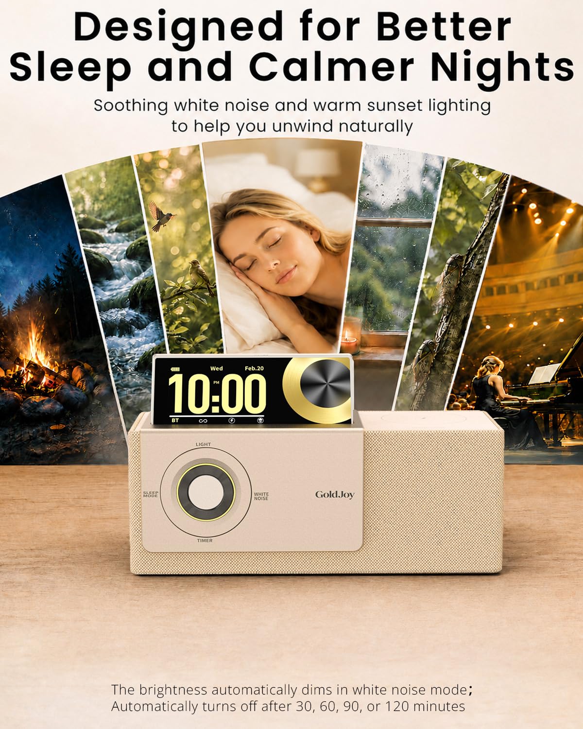Goldjoy 7-in-1 Bluetooth-Lautsprecher, kabellose Ladestation für Zuhause