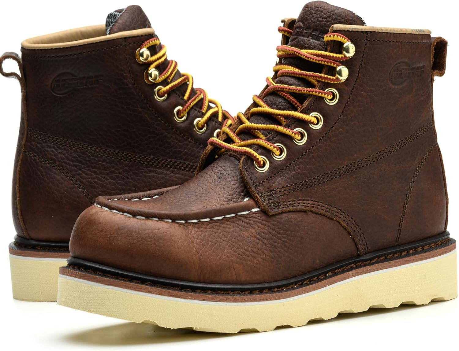 Work Boots for Men - 6 Inch Wedge Soft Toe Mens Work Boots, Waterproof Construction Work Shoes - Image 6