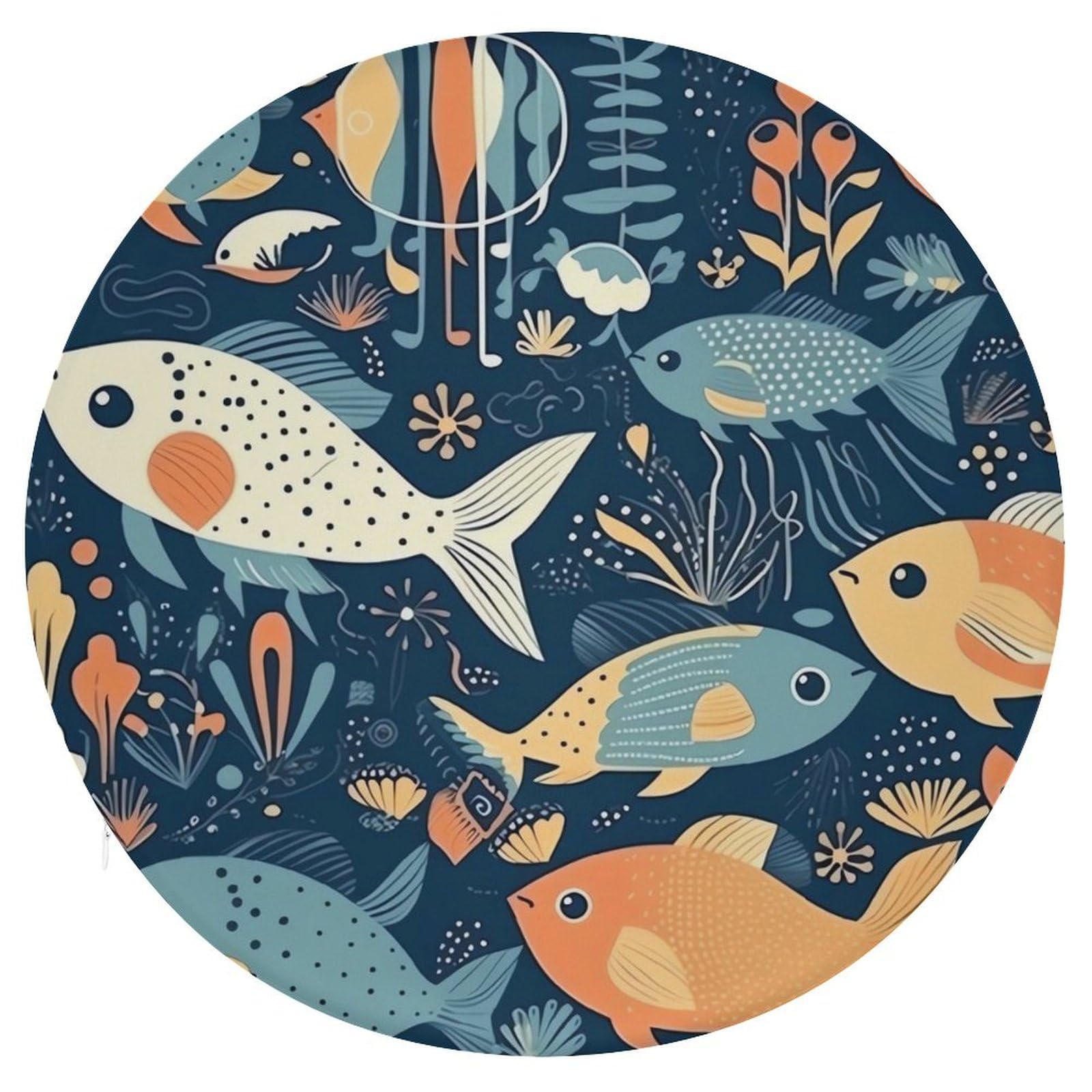 Coussin de sol pour salon et balcon, assise mémoire de forme poisson de dessin animé