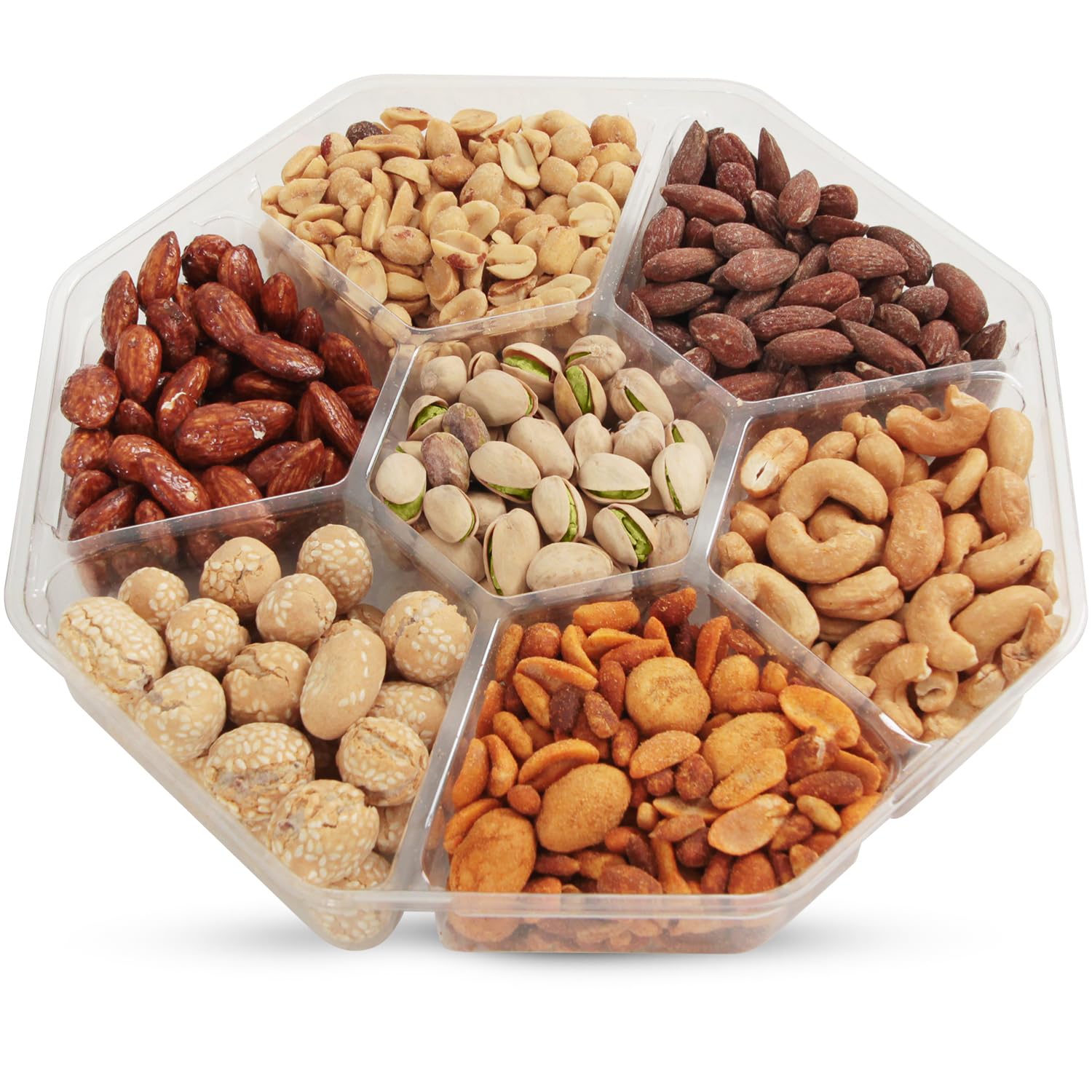 Nut Gift Baskets, 14oz Mixed Nut Gift Box of 7 Sectional Platter, Ideal Nut Assortment for Holidays, Birthdays, Celebrations, Anniversaries, Corporate Occasions and Everyday Snacking