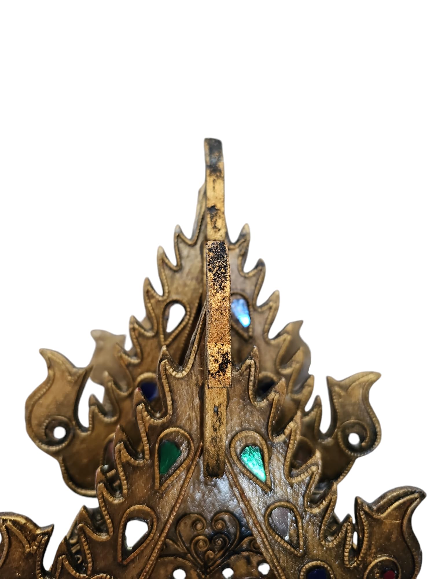 Thailändisches Geisterhaus Gold-Antik – San Phra Phum Spirit House aus Holz mit Spiegelsteinbesatz – Asiatische Dekoration & Glücksbringer – 29 cm - Handgerfertigt - Innenbereich