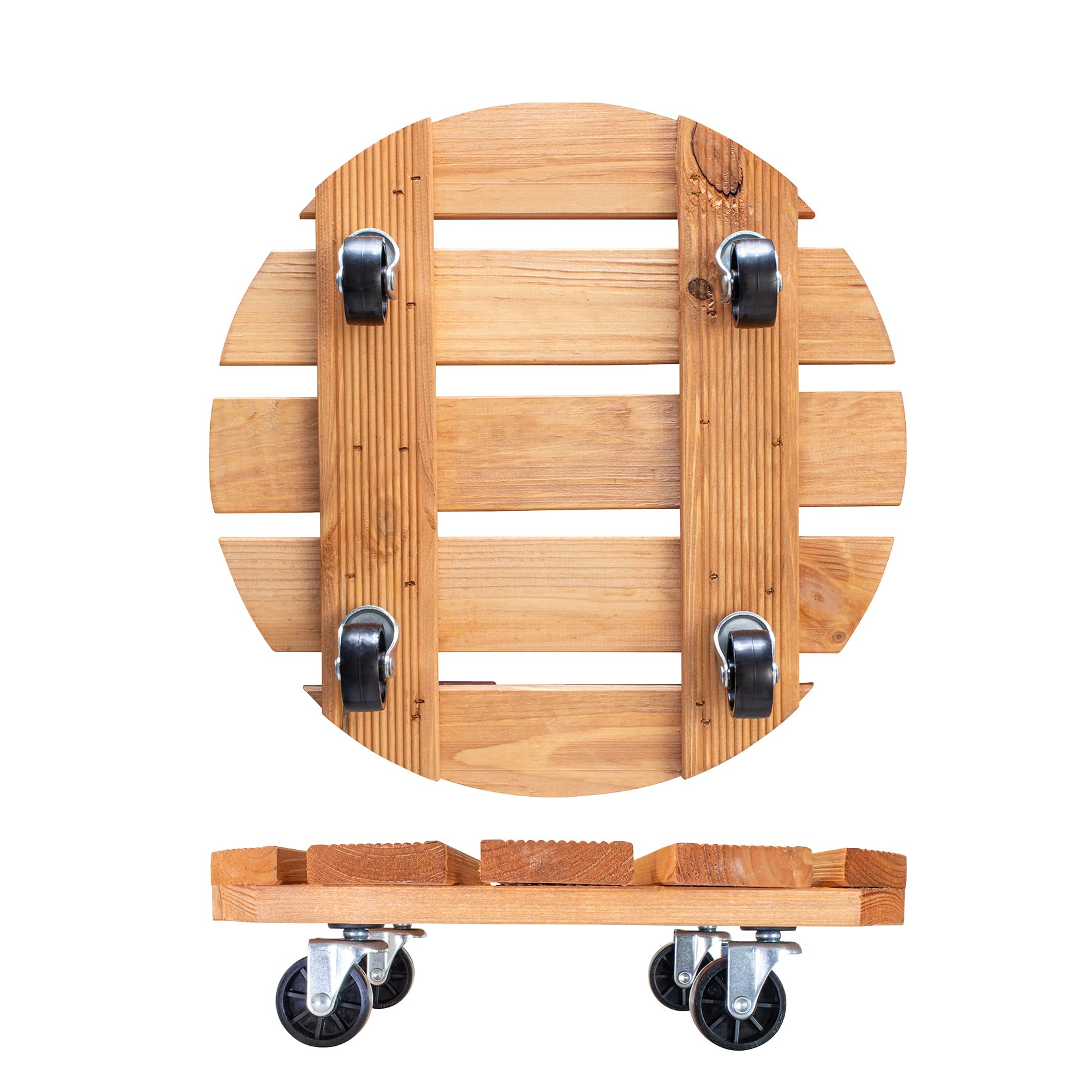 WAGNER Support à roulettes pour Pot de Fleur Toscana Ø 38 x 10,5 cm I intérieur + extérieur I Roule Pot en Bois Massif certifié FSC®, Terracota I Capacité de Charge 150 kg I Made in EU - 20016301