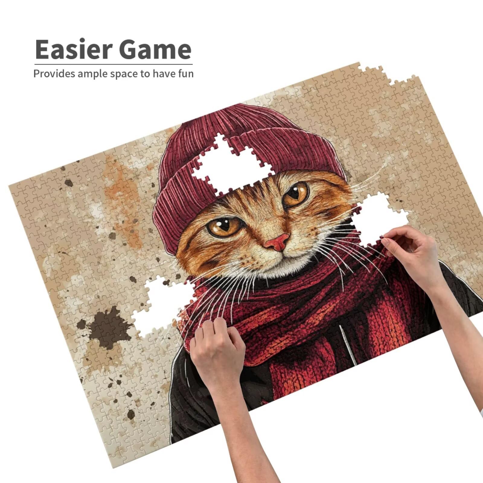 Puzzle kot, 3000 elementów, puzzle ze zwierzętami, dla dorosłych, z pudełkiem na prezent, duże drewniane puzzle dla dorosłych, gra zręcznościowa dla całej rodziny, prezenty dla kobiet, 81 x 122 cm