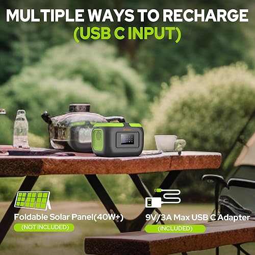Miniatura 5 de Estación de energía portátil con panel solar plegable, 120 W, 110 V, USB-C, generador de batería con panel, banco de energía portátil con salida de