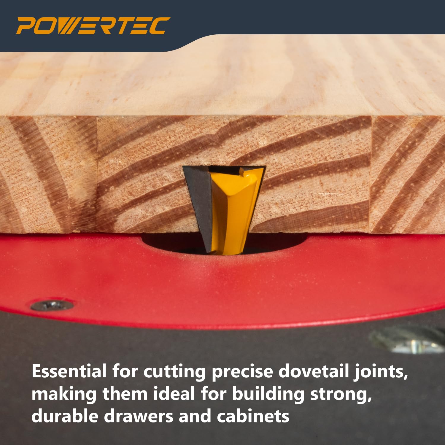 POWERTEC 14 Degree Dovetail Router Bit – 1/2 Shank, 1/2 Cutting Diameter, 2-Pack, Tungsten Carbide For Woodworking & CNC