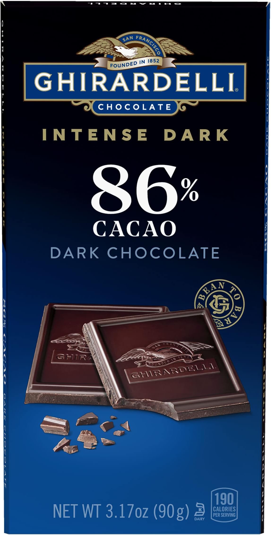 INTENSE DARK Chocolate Bar, 86% Cacao, 3.17 Oz Bar (Pack of 12)