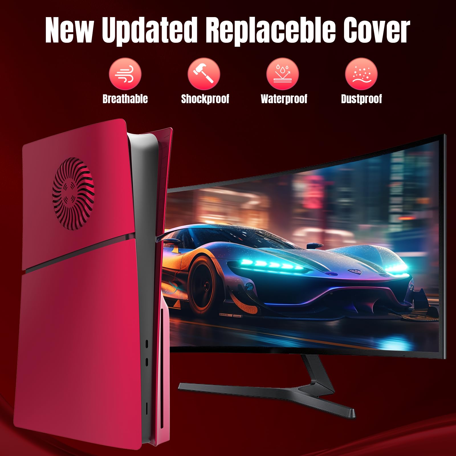 Façades pour PS5 Slim Disc Edition Plaque pour PS5 Slim avec aérations de refroidissement ABS Anti-rayures Anti-poussière Coque de protection de rechange pour Playstation 5 Slim Accessoires