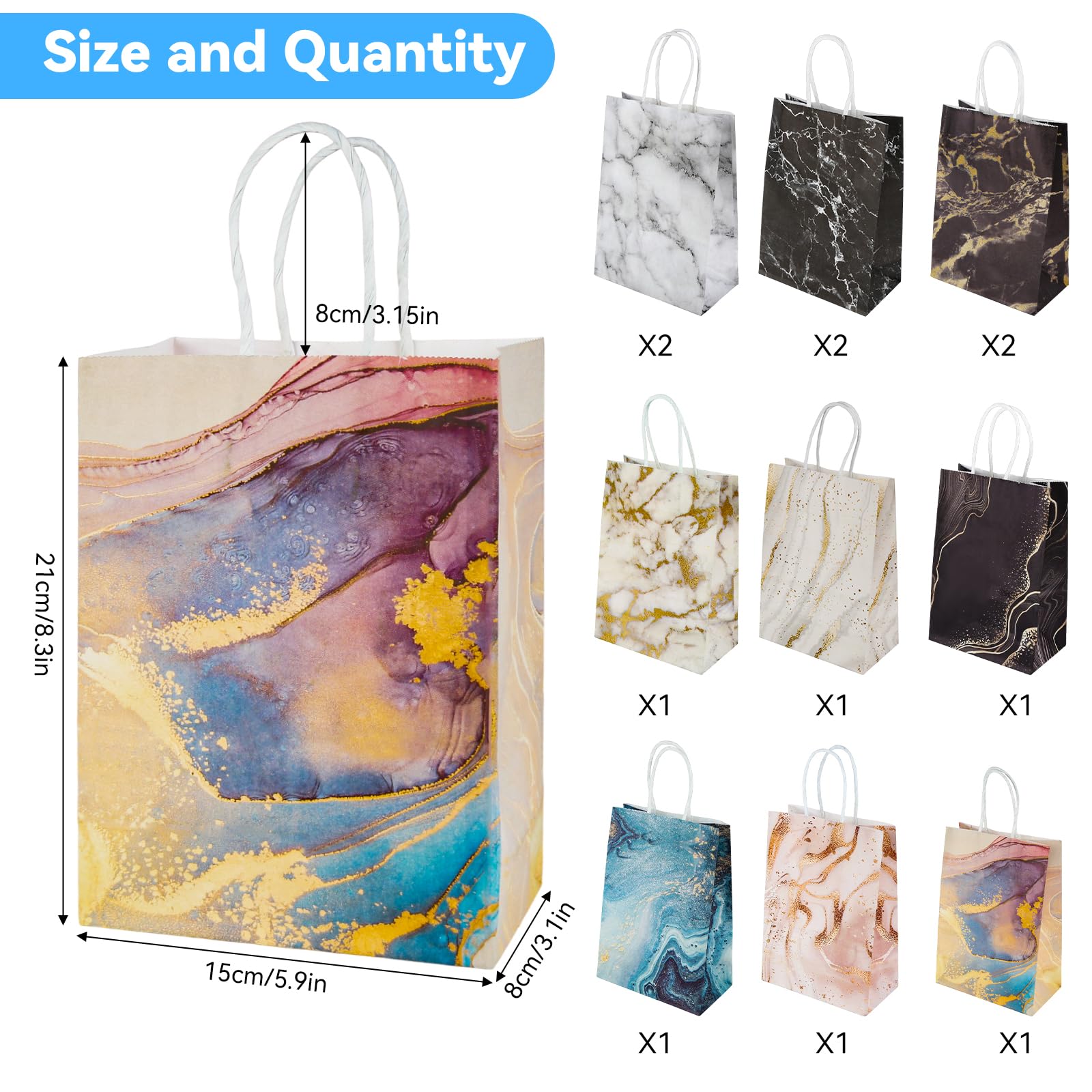 12x Geschenktüten Mit Henkel - Marmor Design Papie Produktbild-Vorschau 2