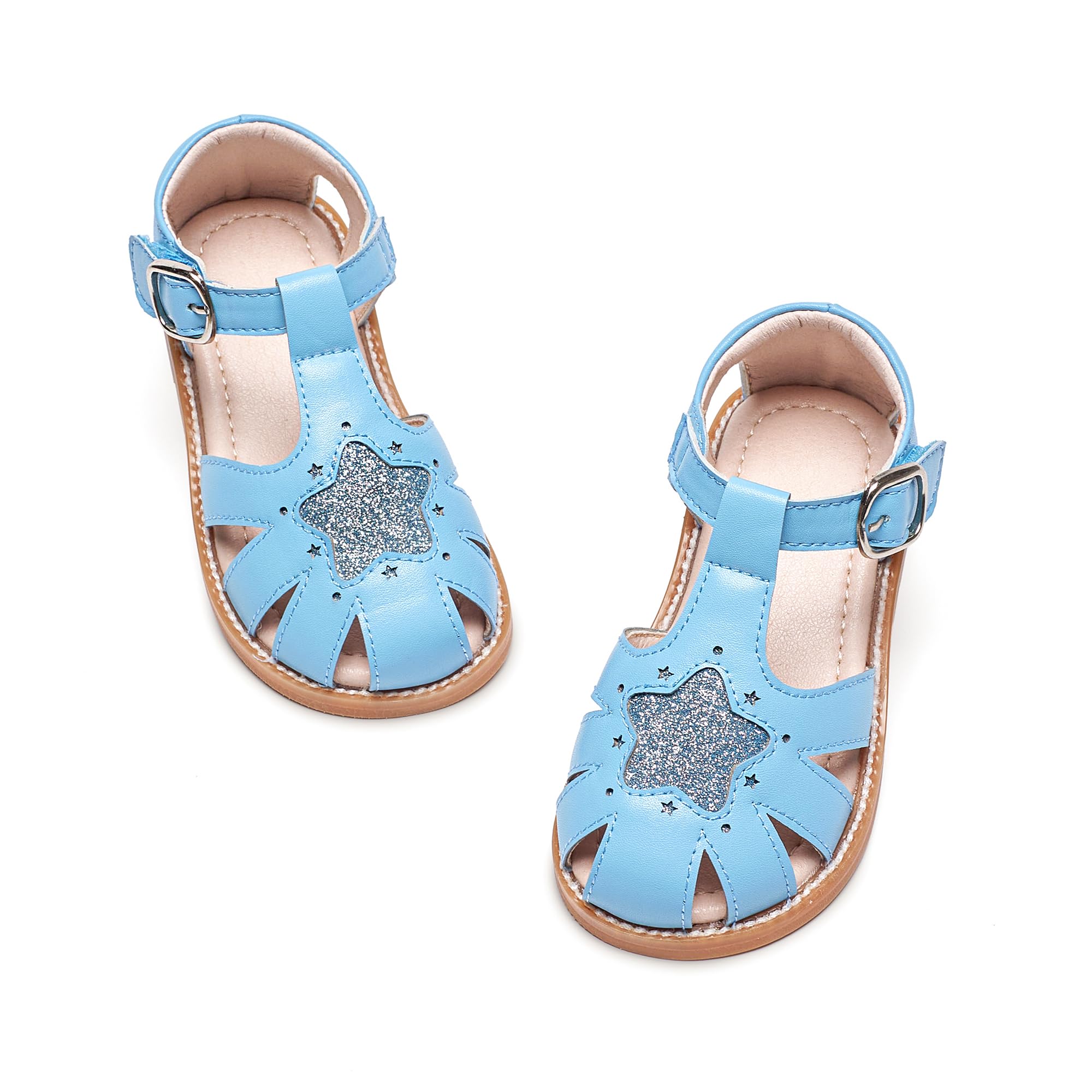 Kiderence Toddler Flower Girl Sandals Close Toe Dress Shoes Wedding Party | Hook and Loop,Non Slip Lightweight Sandals for Beach,Water Play and Daily Wear