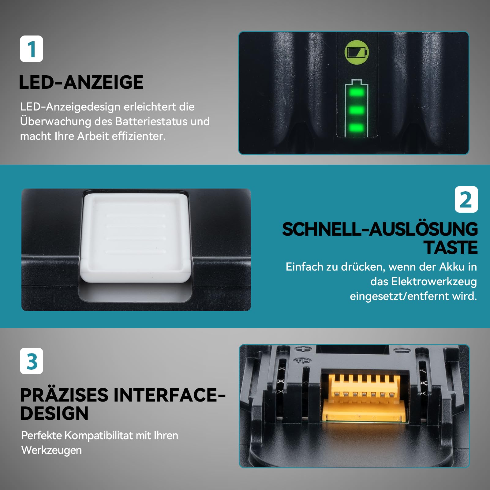 2Stück 5,0Ah Li-Ion Ersatz für Makita 18V Akku mit Ladegerät DC18RC Kompatibel mit Makita Akku 18V BL1860B BL1850B BL1840B BL1830
