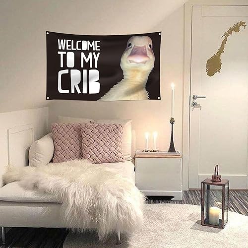 Miniatura 3 de DezaRo Bandera divertida con la frase "Welcome Come To My Cune" de 3 x 5 pies para decorar dormitorios, salas de estar, bares, lugares de