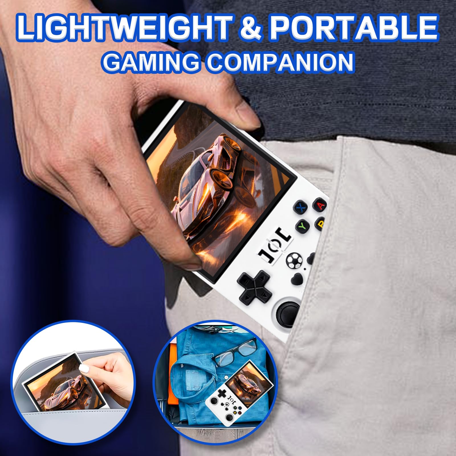Rhesusco R36MAX Retro Video Game Console - Portable Console with 4.0-Inch HD Screen,128G TF Card,Support 22000+Classic Games,Open Source System,4000mAh Battery,Birthday Gift for Adults-White — view 7