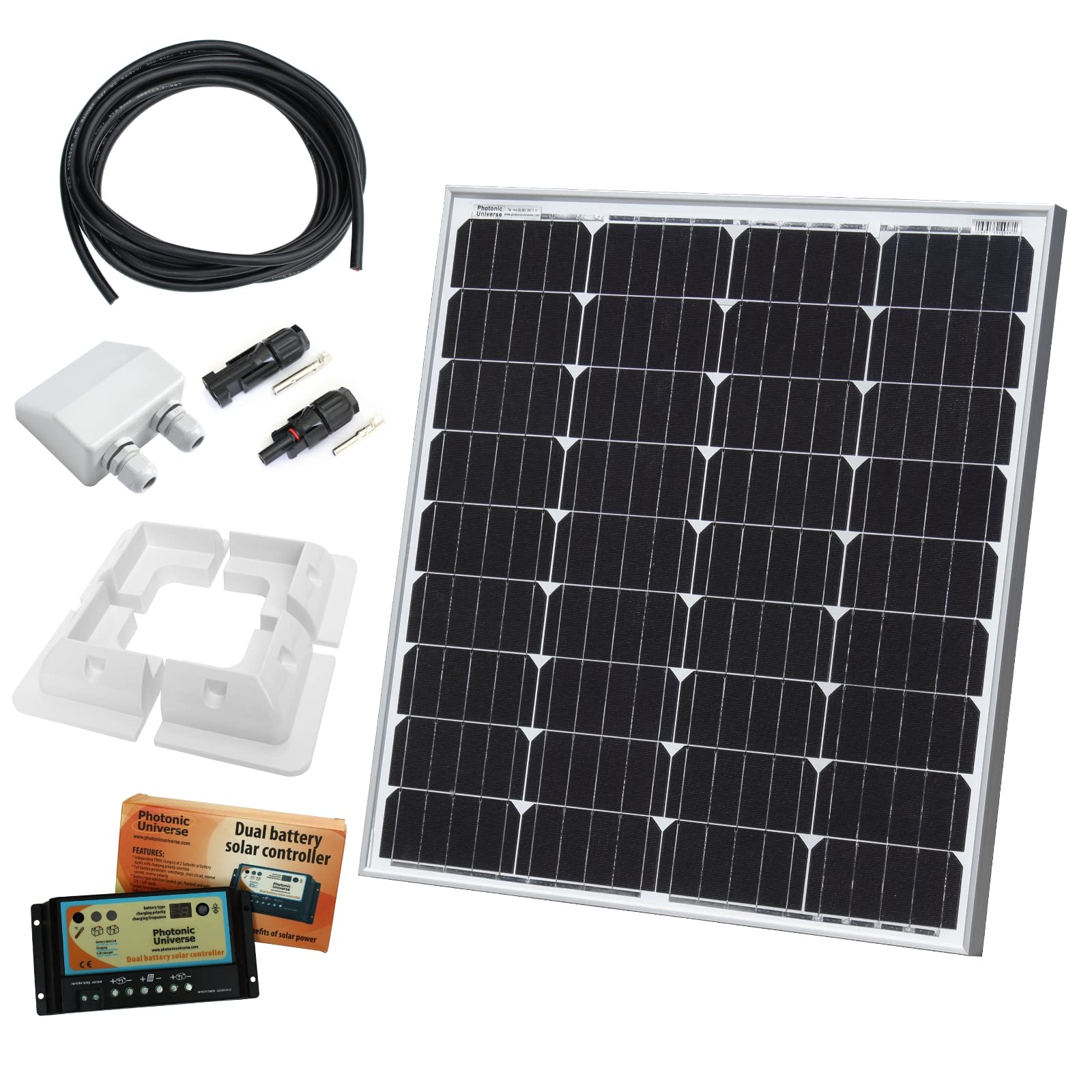 Buy 80W 12V Photonic Universe dual battery solar charging kit made of