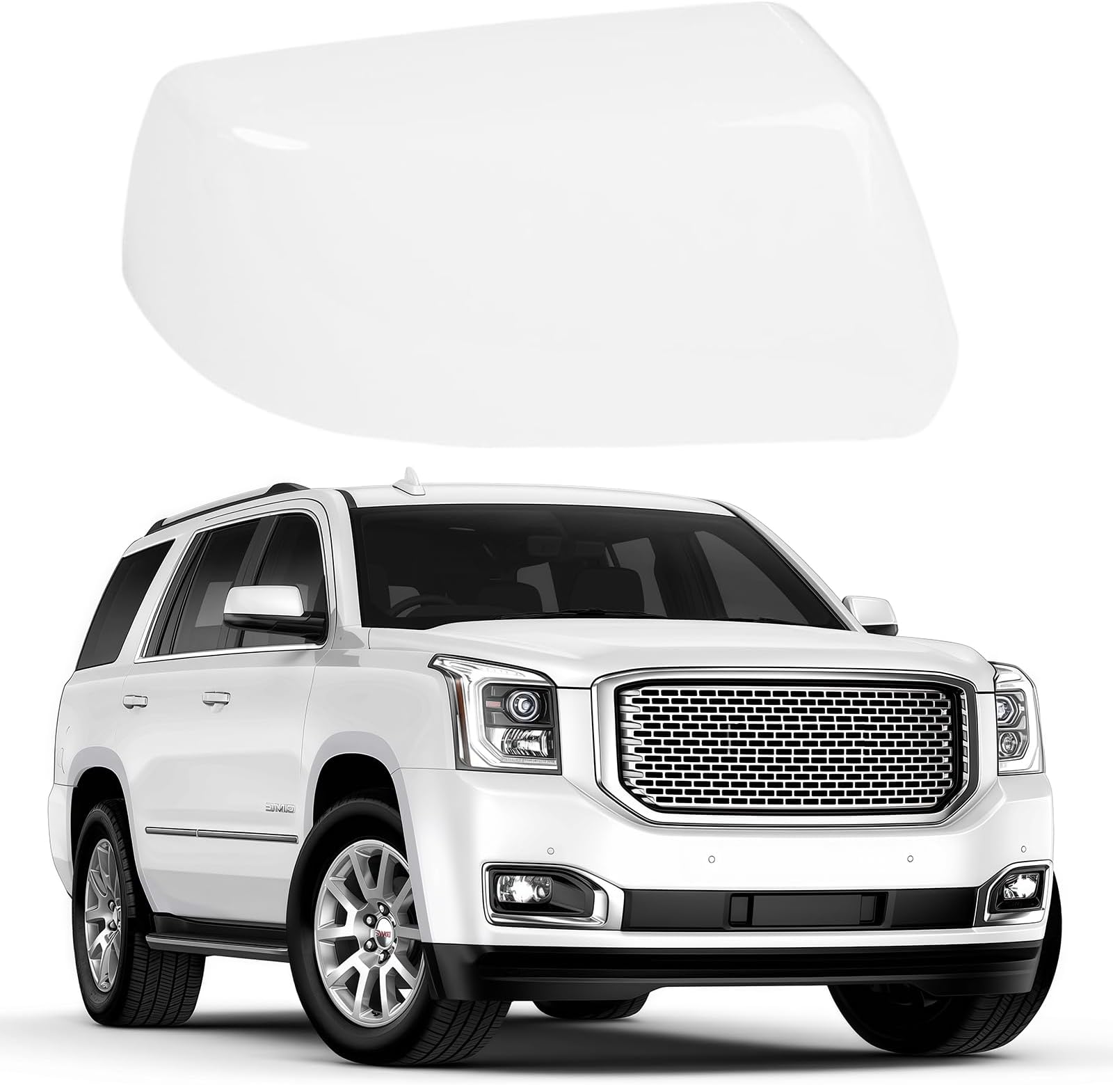 White Passenger Side Mirror Cover Caps for 2015 2016 2017 2018 2019 2020 Chevy Tahoe Suburban GMC Yukon/Yukon XL, Directly Replace Style, Not Sticker
