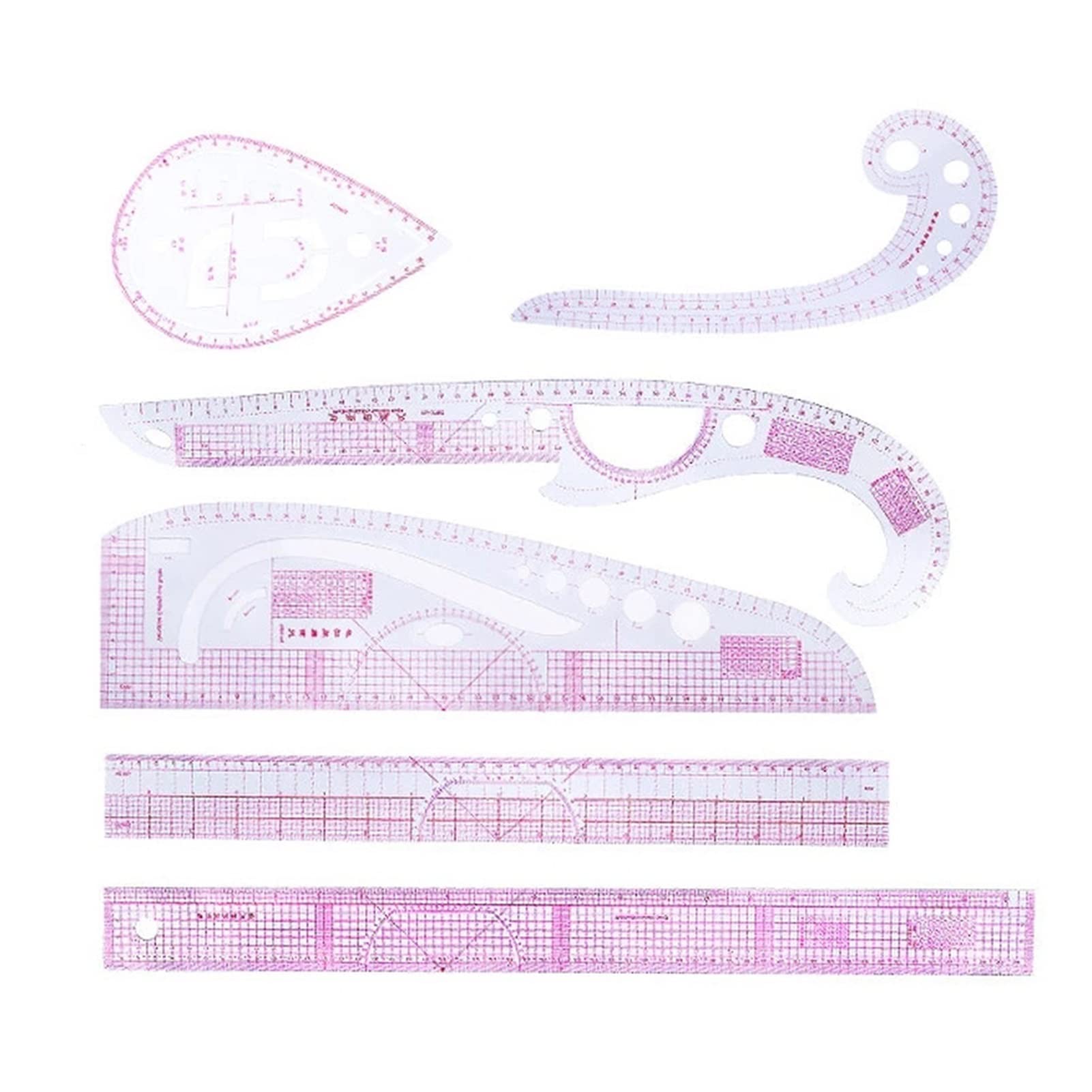 Rulers, 6pcs Sewing French Curve Ruler Kit Dressmaking Tailor Tools Set