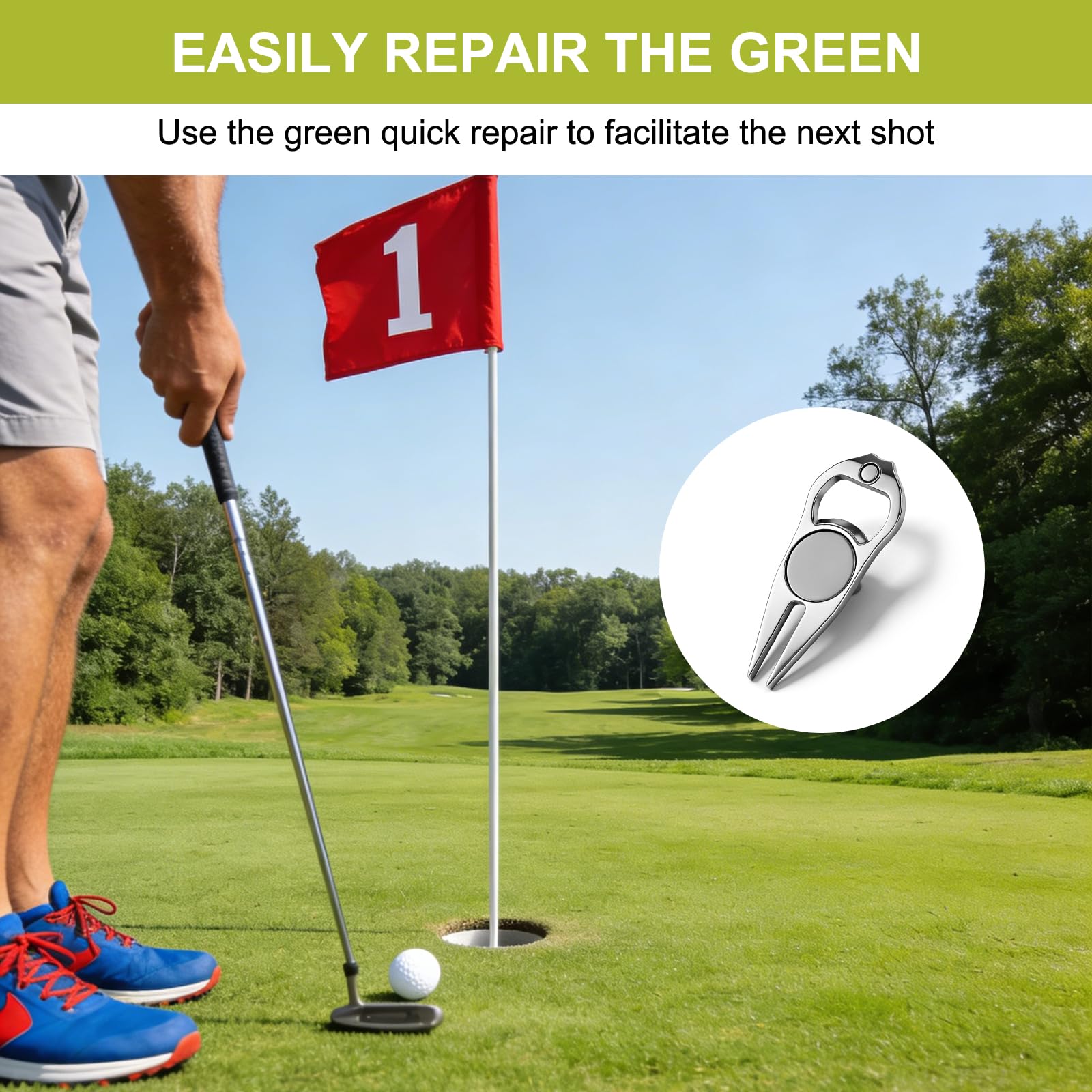 VOSSOT 2 forchette da golf unisex con marcatore estraibile, strumento ergonomico per la cura dei marcatori sul campo da golf, tecnologia triple traccia ideale per i golfisti