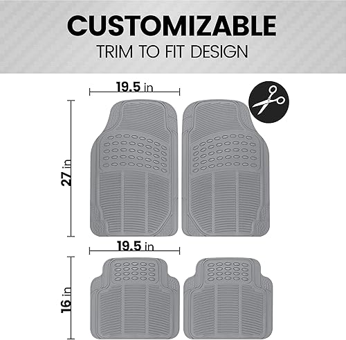 Miniatura 5 de BDK OF-554 - Juego de alfombrillas de goma para automóvil, delantero y trasero universal con forro de alfombrilla de carga para maletero, sedán,