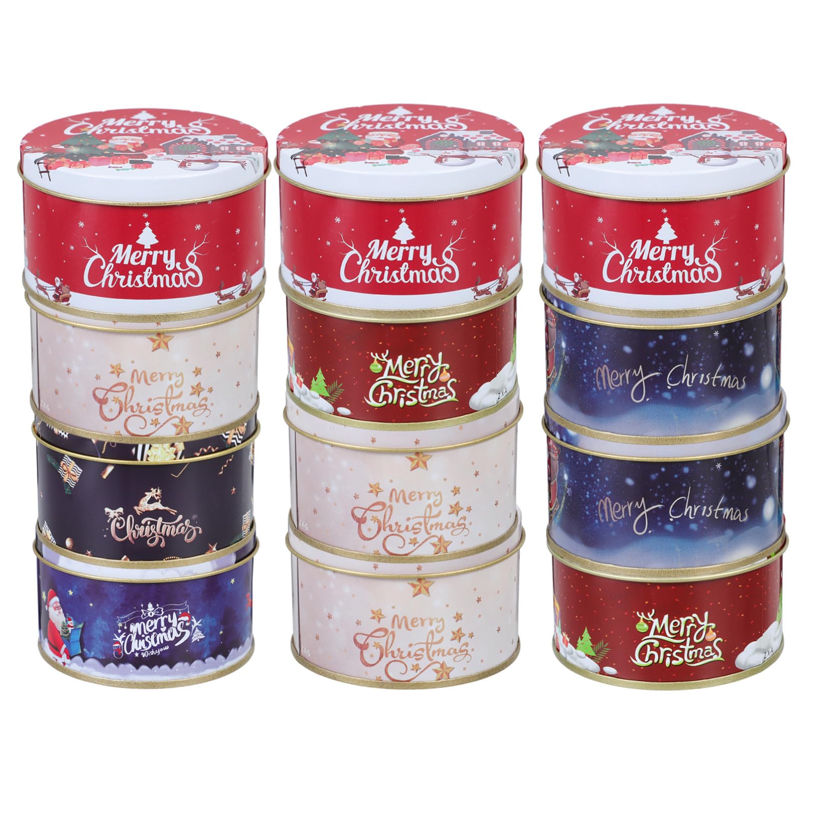 12 Pezzi Natalizie Miniature in Resistenti per Caramelle Biscotti e Cioccolato Decorazioni Natalizie Colorate per Festa e Casa