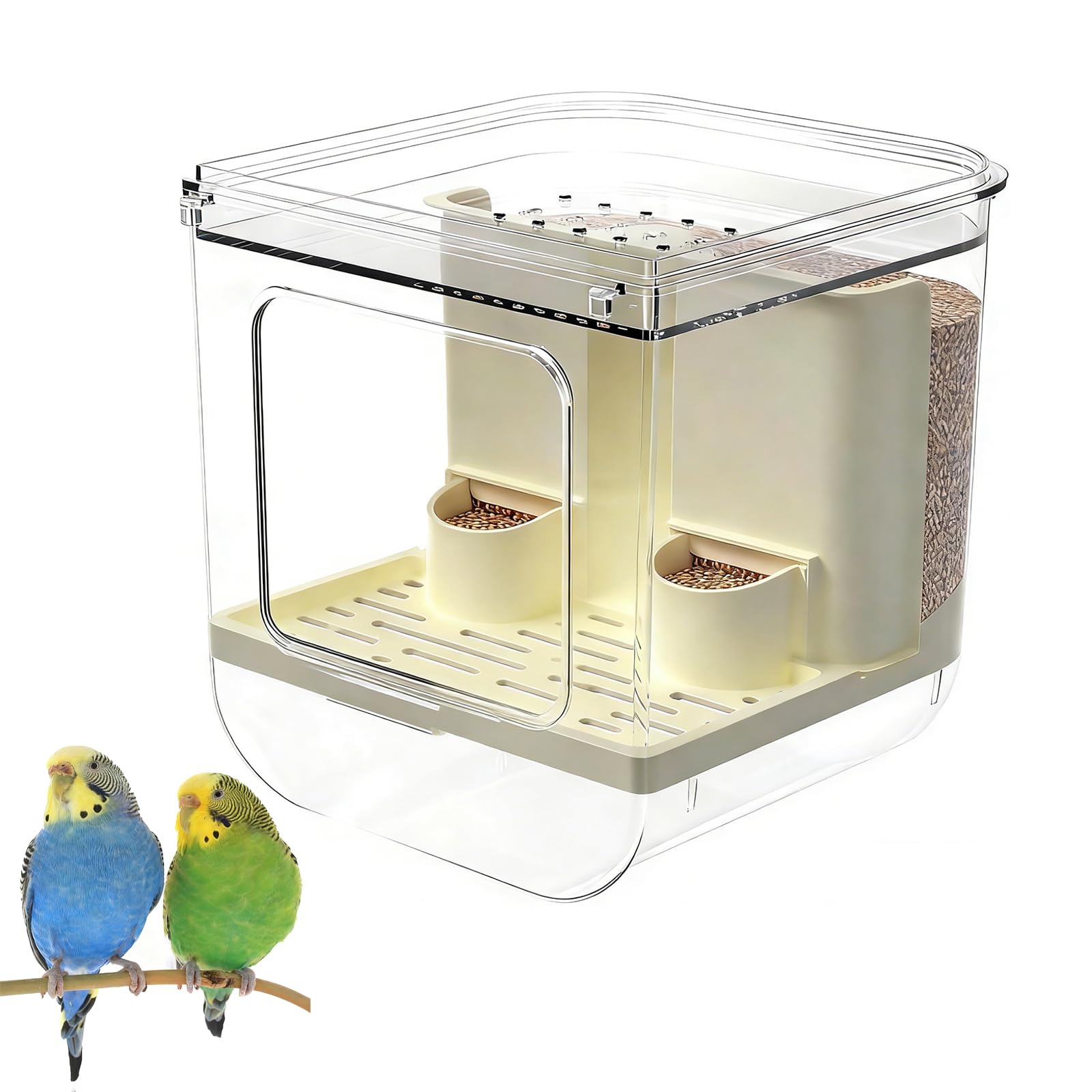 No Mess Bird Feeder for Cage, Hanging Bird Bath for Cage for Lovebirds, Finches, Parakeets, Budgies, and Other Small to Medium Birds
