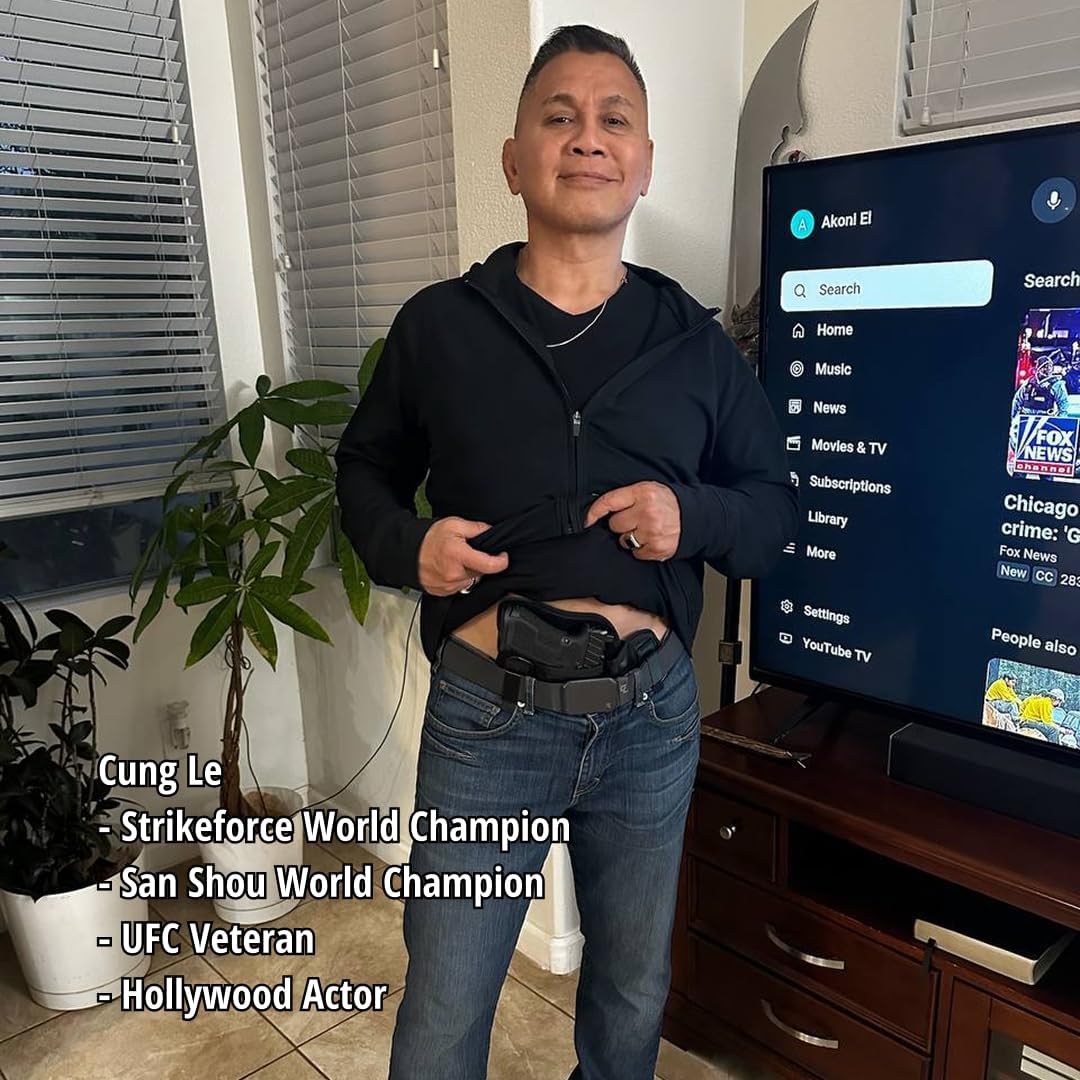 Dinosaurized Fujobi Pancake Left Hand Holster, Gun IWB Holster Faux Leather Compatible with G19 23 32 26 27 30 33, M&P Shield, XDs, P320, Taurus