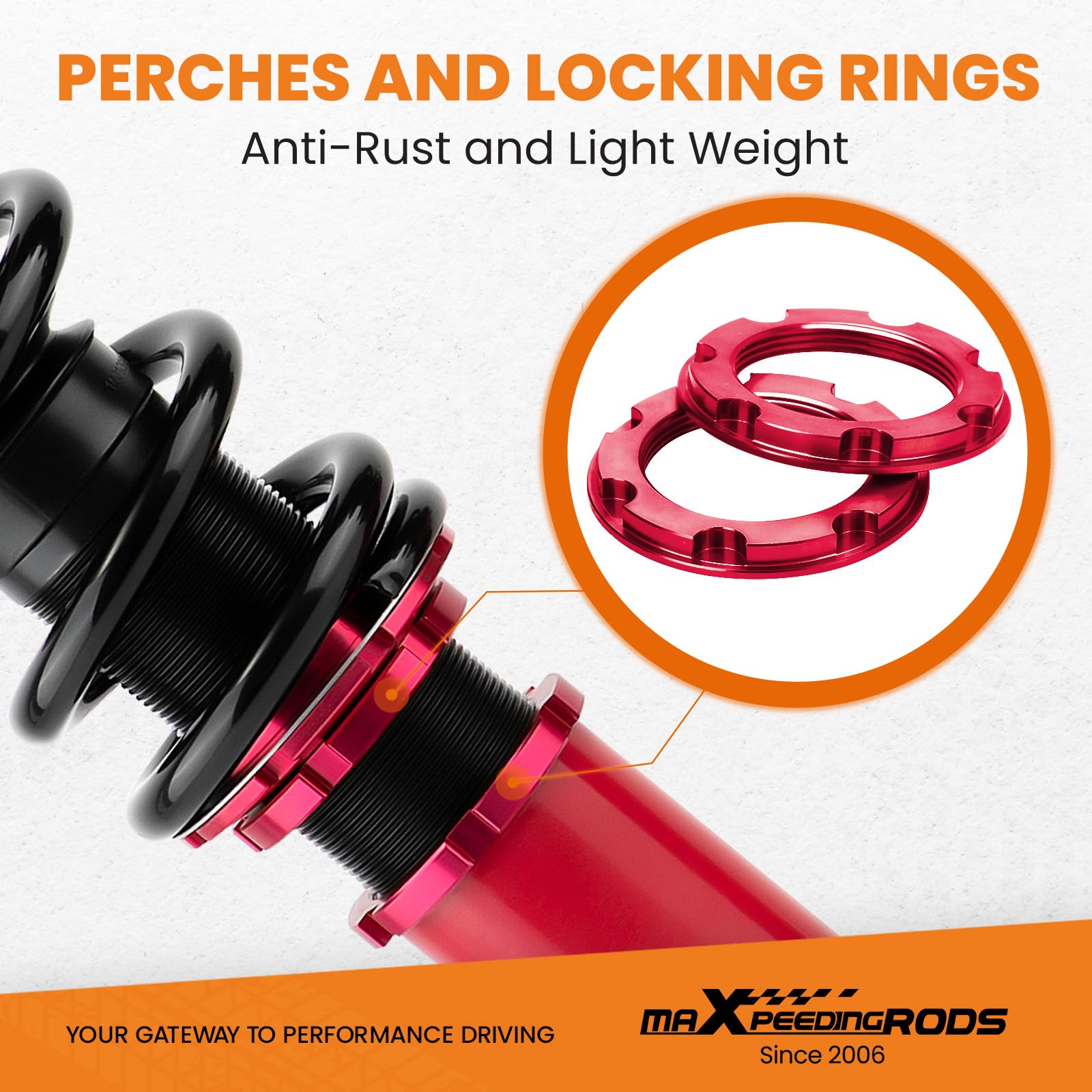 maXpeedingrods Suspensión roscada de dureza ajustable para Accord Bj. 03-07 para Acura TSX 04-08 Rojo