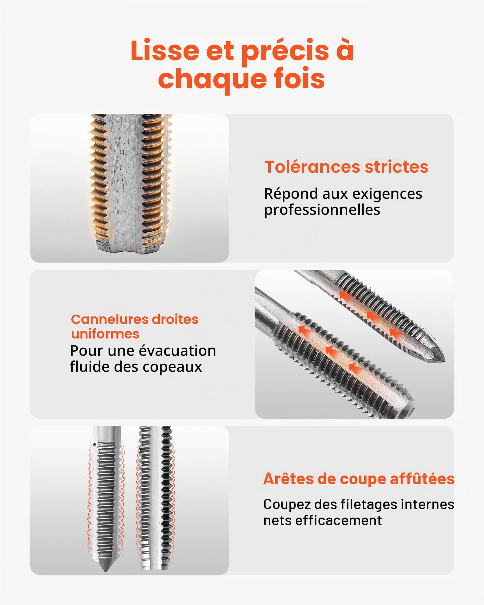 VEVOR Coffret de Tarauds et Filières, 51 Pcs, Kit de Taraudage et Filetage Métriques M6 à M24, Filetage à Pas Gros et Fin, Tourne-à-gauche, Porte-filière, Mallette de Rangement et Accessoires Complets