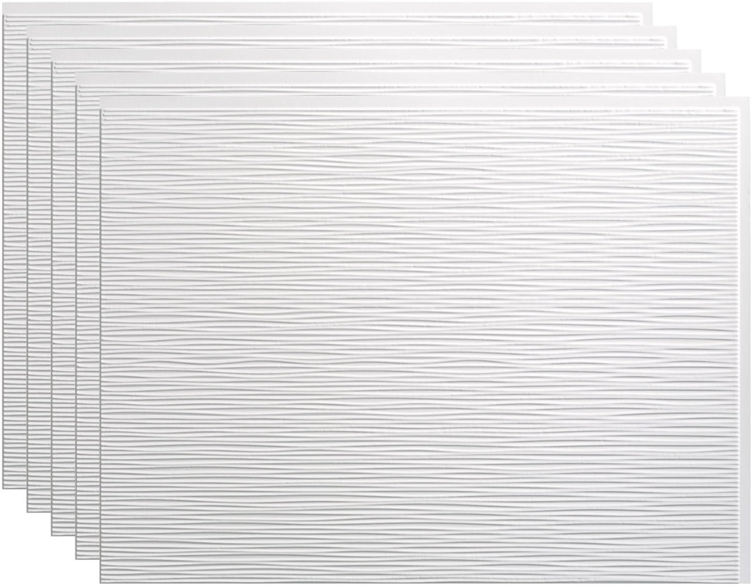 FASÄDE Ripple Decorative Vinyl 18in x 24in Backsplash Panel in Gloss White (5 Pack)