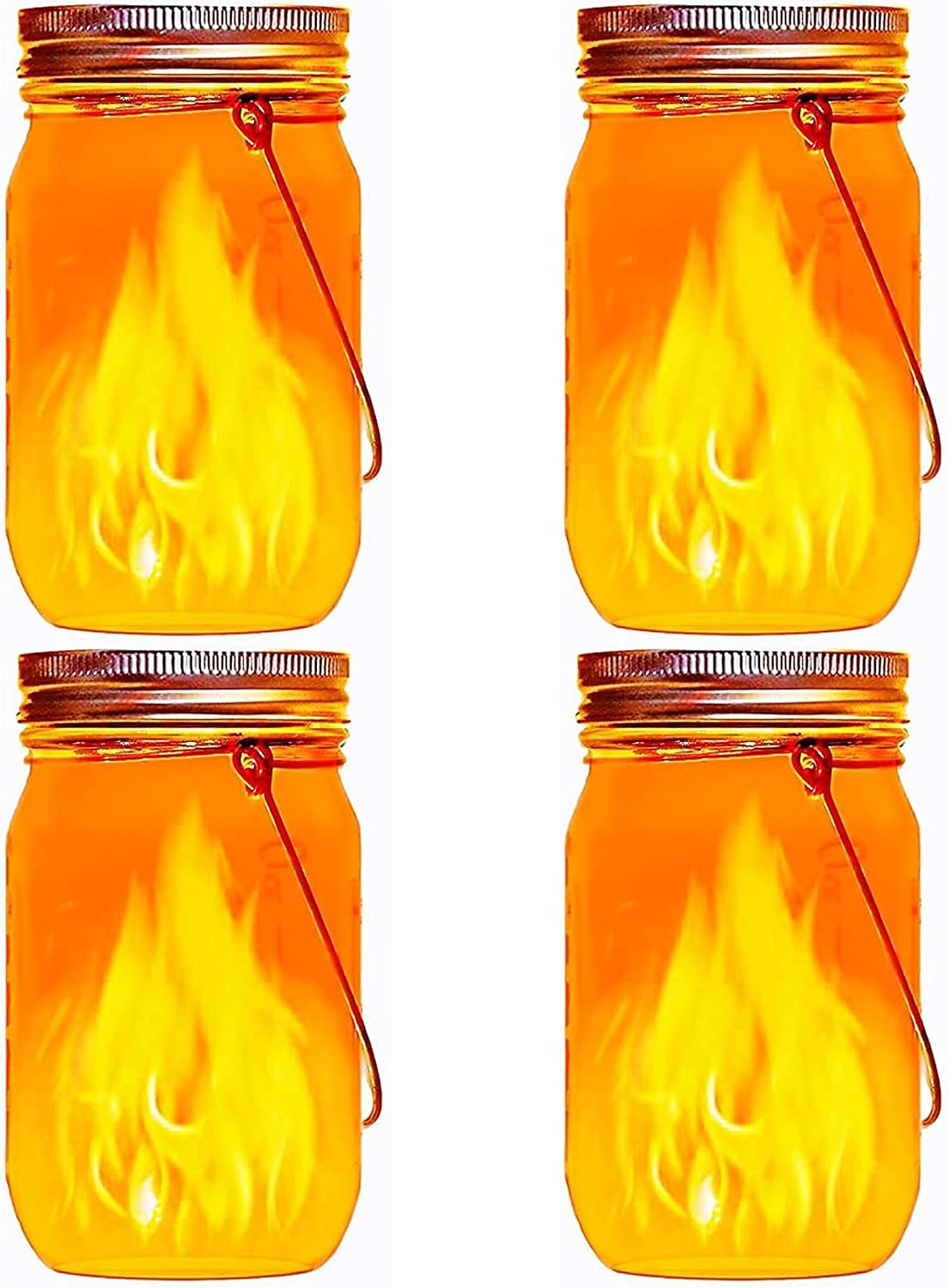 Aikeve Solar Mason Jar Lantern Lights ,4 Pack LED Outdoor Solar Garden Light,Solar Lanterns for Outdoor Patio Party Garden Wedding Christmas Decor Lights(Mason Jars/Handles Included)