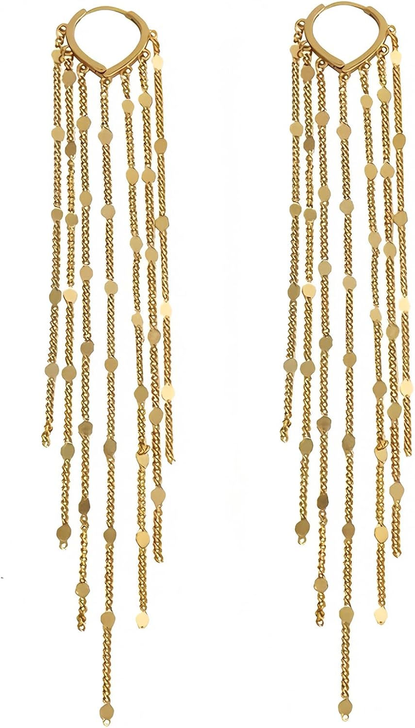 ASOQOLA Long Tassel Dangle Drop Earrings for Woman Tassel Dangling Earrings 925 Silver Chandelie dangling earring for Prom Fashion Jewelry