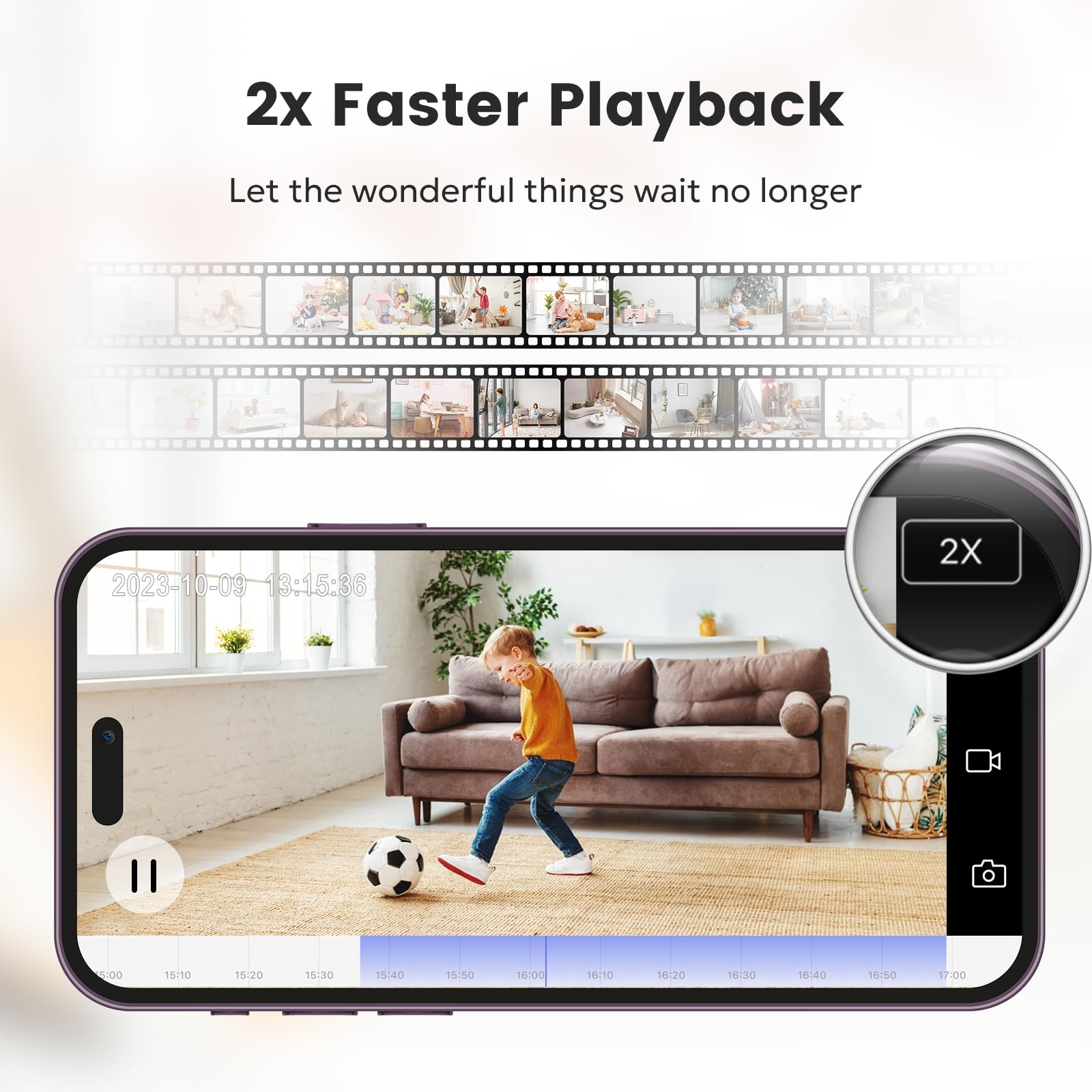 Owltron Caméra de sécurité intérieure panoramique 2,4 G pour Moniteur de bébé - Caméra de sécurité pour Chien avec Vue rotative à 360 °, Audio bidirectionnel, détection Intelligente, Vision Nocturne