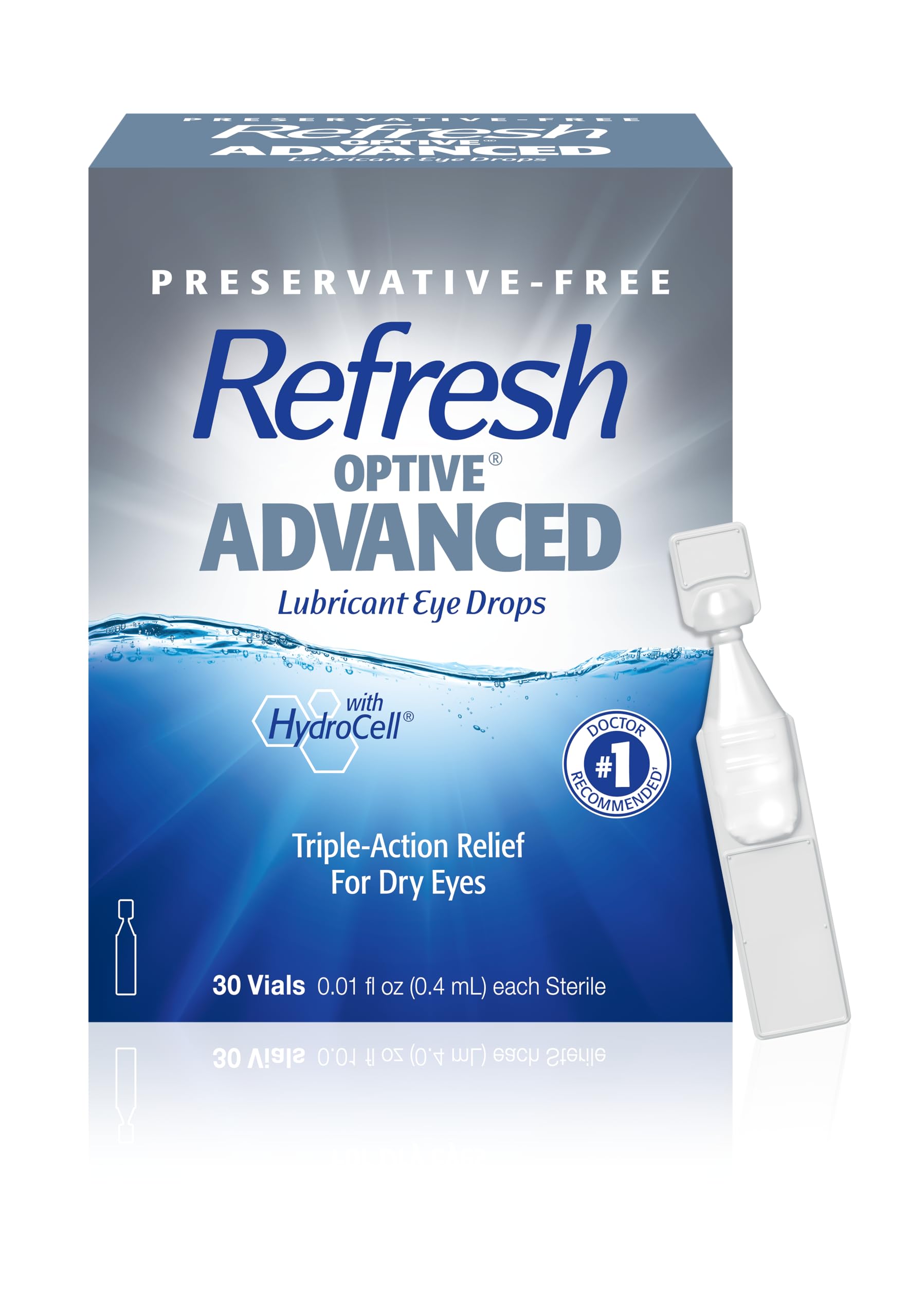 Ανανέωση Optive Advanced Lubricant Eye Drops, συντηρητικά-free, 0.01 Fl Oz Single-Use Containers, 30 Count