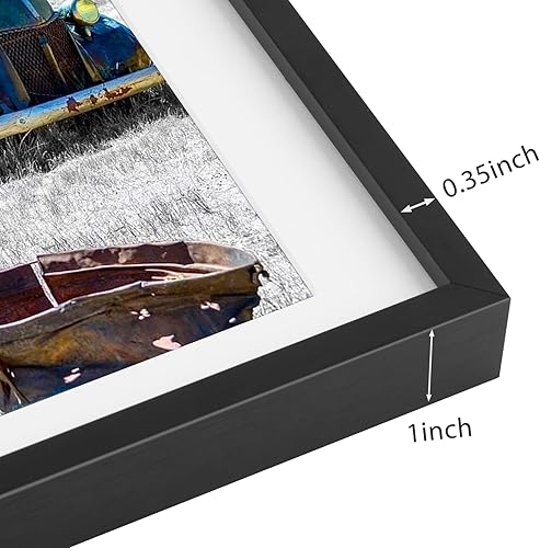 Vista 84 de Golden State Art - Marco de fotos de aluminio satinado clásico de 8 x 10 con alfombrilla de color marfil para fotos de 5 x 7 y cristal real, Dorado