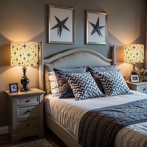 Miniatura 5 de Lamp Shades Set of 2 Mid Century Fifties Modern Retro Luxurious Graphic Print Colors Drum Lamp Shades for Table Lamps Floor Lamps Pendant Light