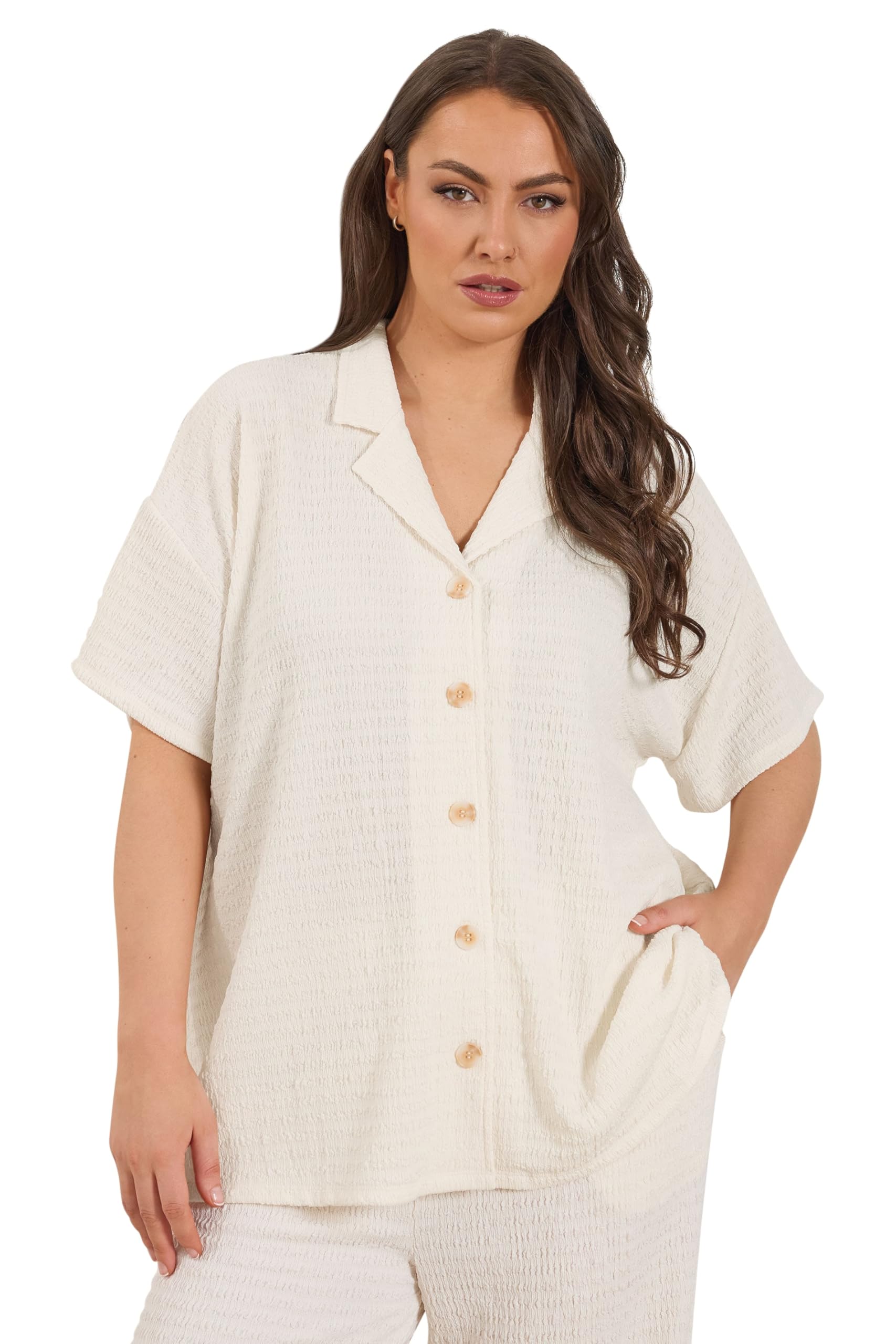 Yours - Women's Shirt - Short Sleeve - Ivory - Size 22-24