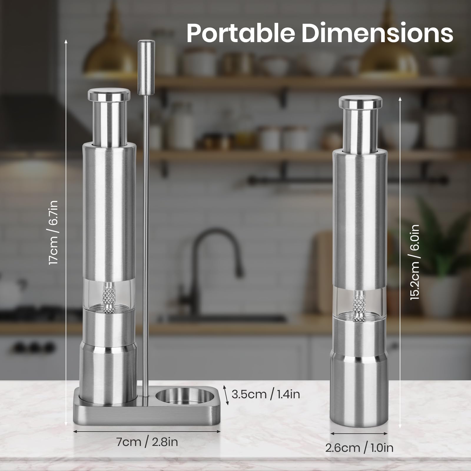 Amazon.co.jp: ソルト&ペッパーグラインダーセット、小型ステンレス