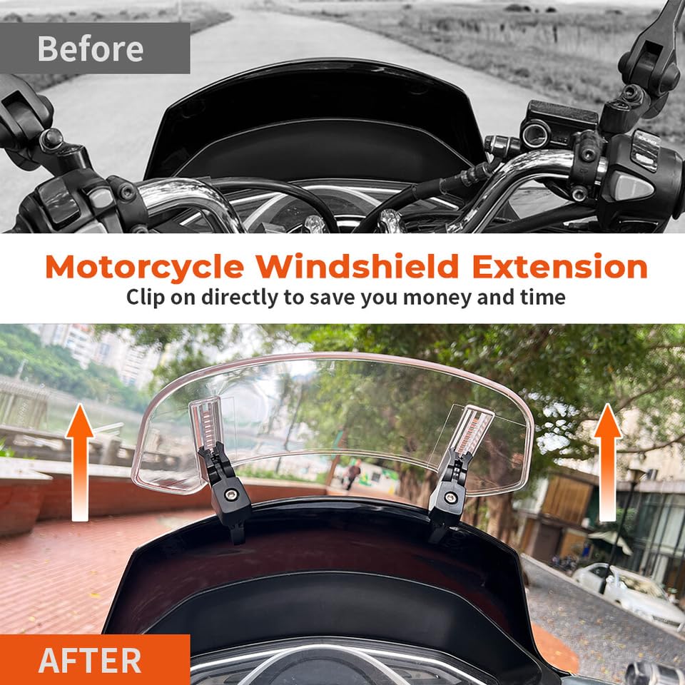 LDJSNC Pare-Brise Avant Moto Pour Harley Davidson Freewheeler 2015-2024, Réglable Clips Pare-Vent Déflecteur D'air, Moto Extension Pare-Brise Réglable, Clips Déflecteur Vent,B Smoke-280mm×120mm