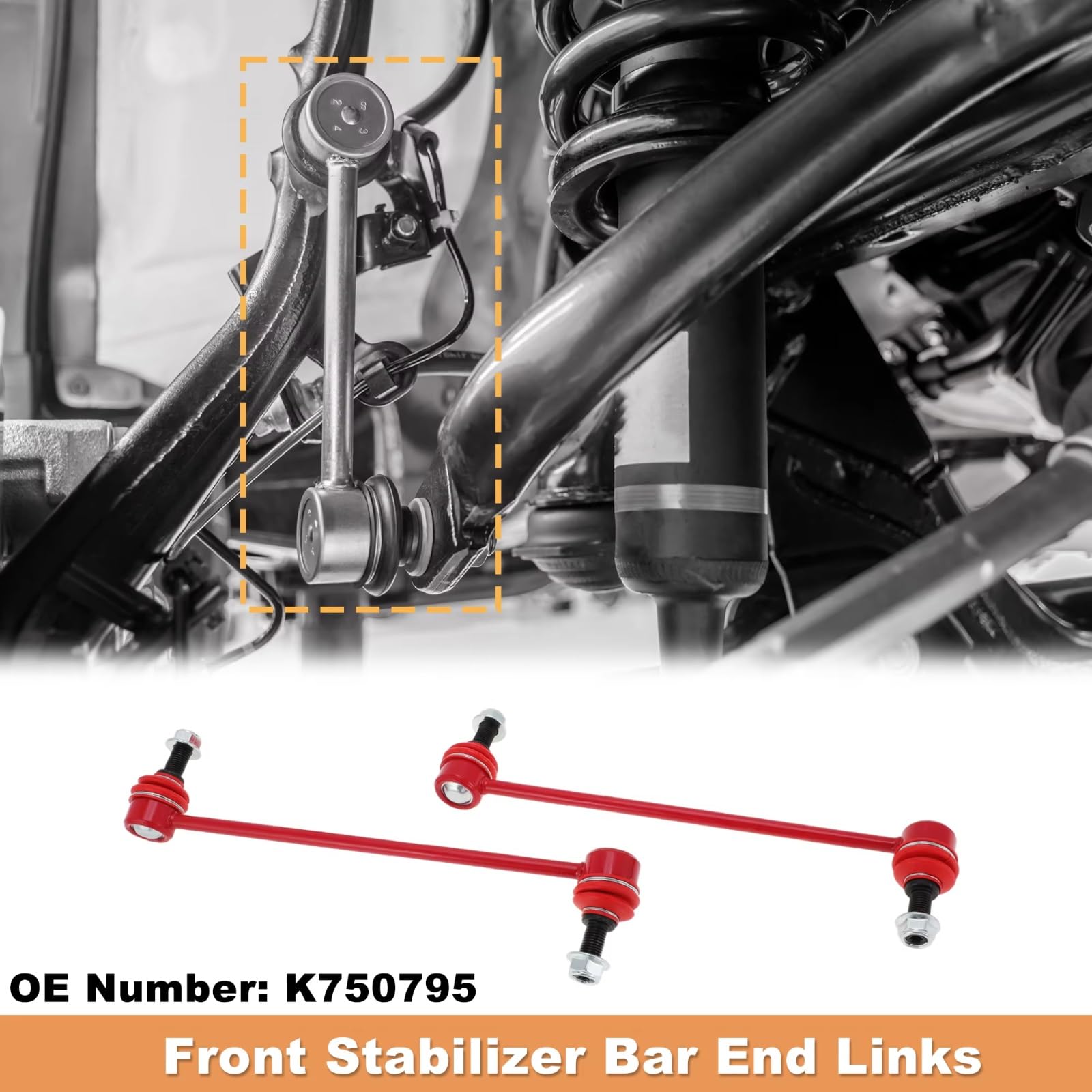 1 par de bieletas de Barra estabilizadora Delantera, Kit de Piezas de suspensión automotriz K750795, Compatible con Fiat 500X 2016 2017 2018 2019