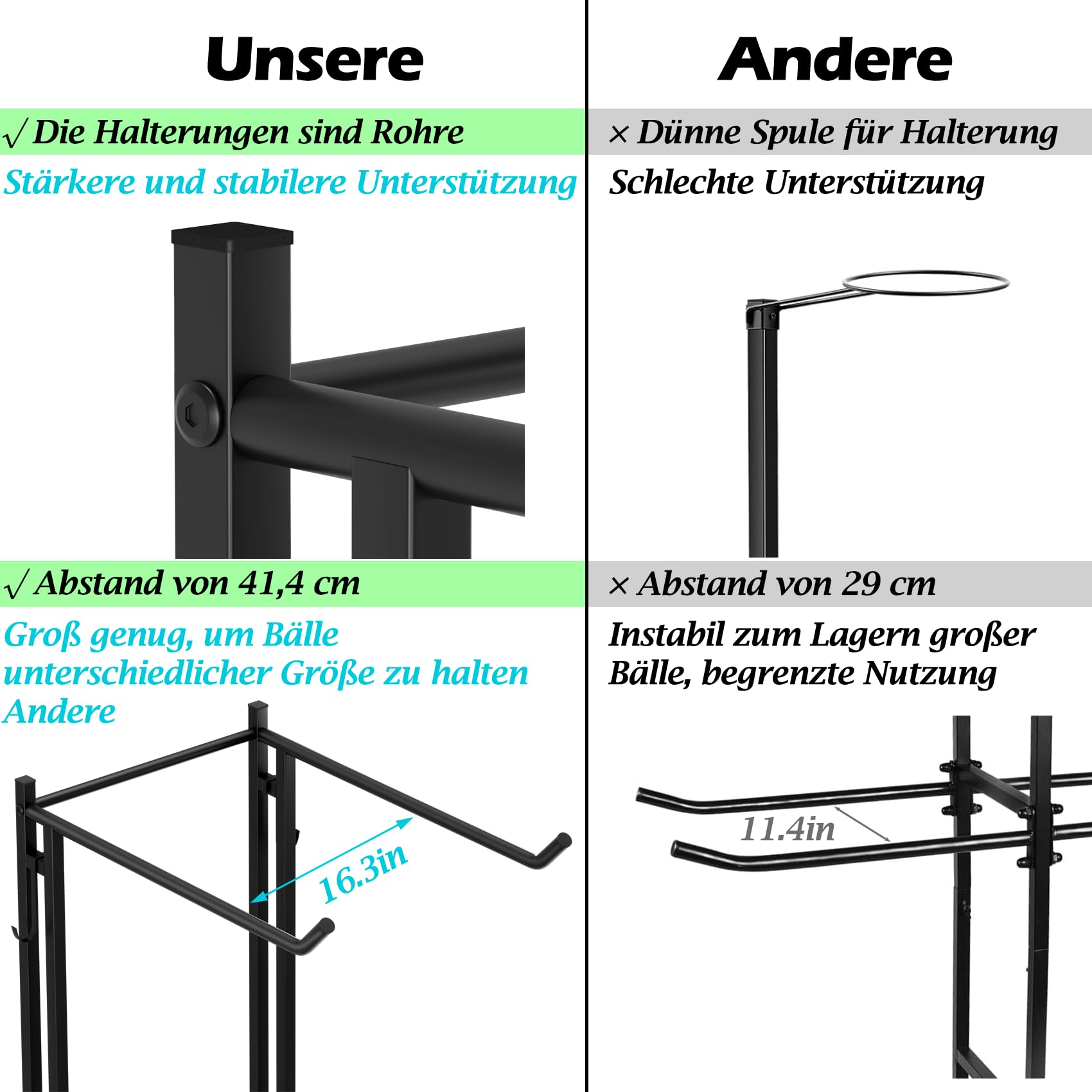 Gymnastikball-Halter – Medizinballständer für 85 cm Yoga-Ball, Yogamatte, Aufbewahrung, Garagenball-Organizer, Stabilitätsball-Ständer für Zuhause