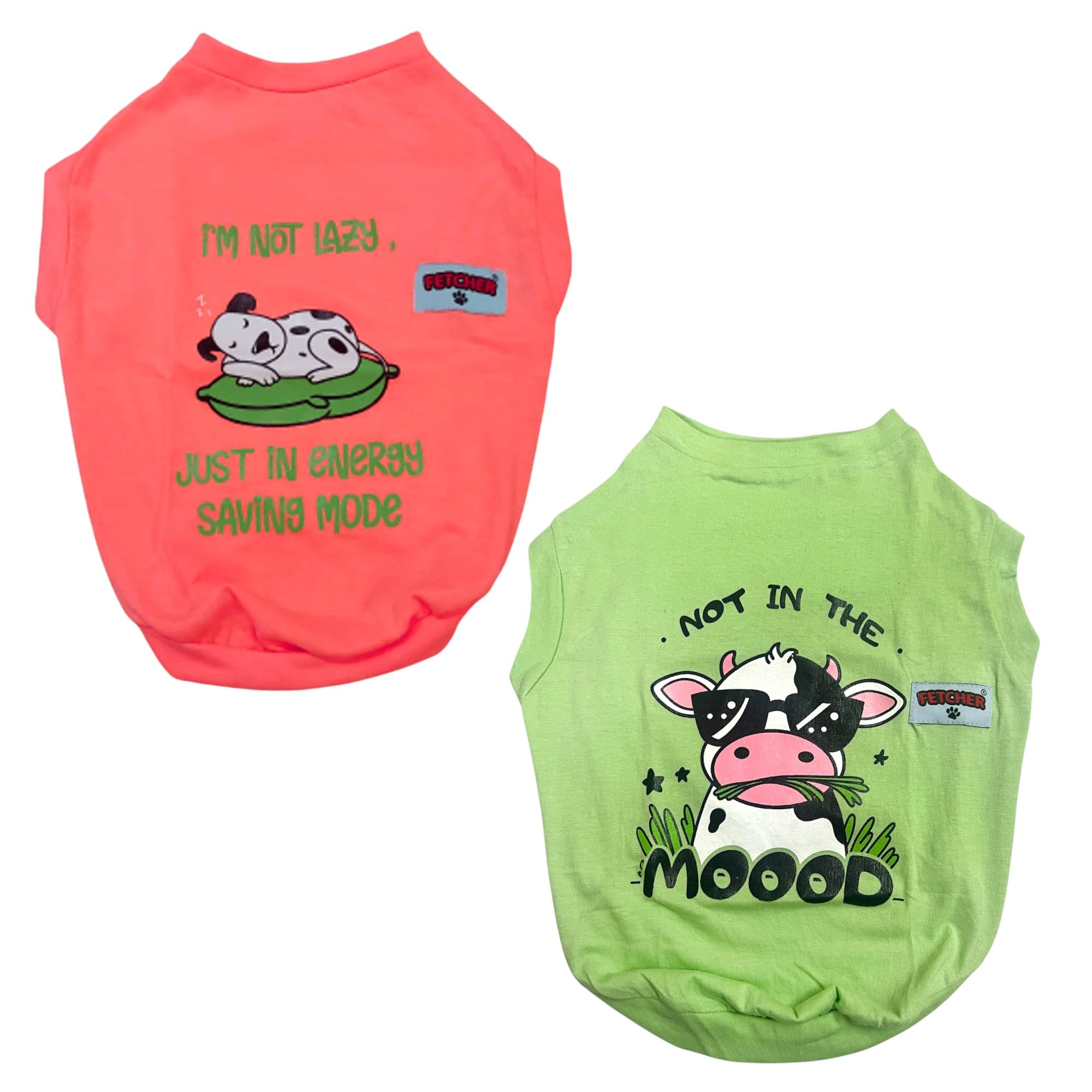 FETCHER Neon Peach and Mint Green Premium Dog T-Shirts for Dogs and Cats (Set of 2) (24" XXXL) 1