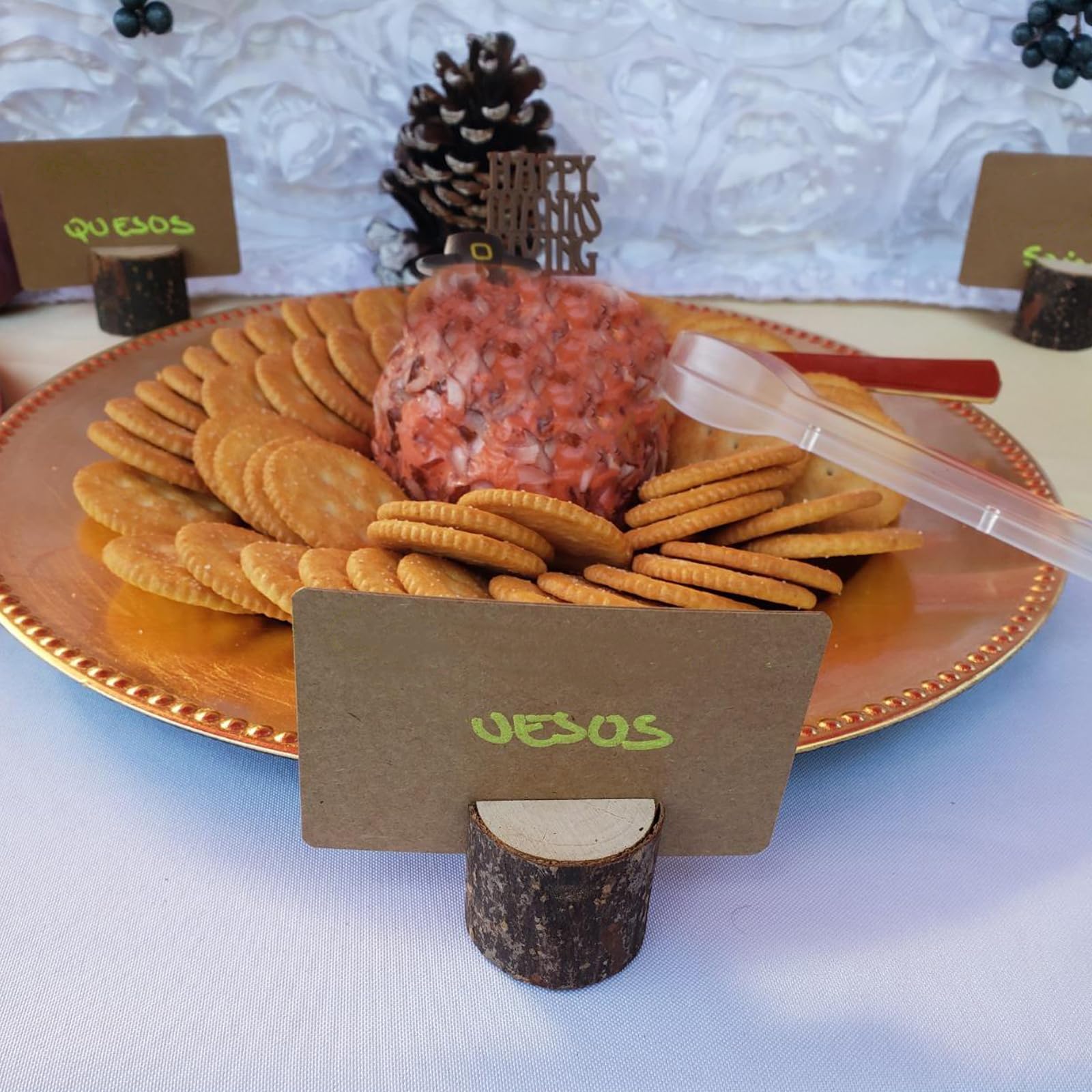 KEILEOHO 30 Stück Holz-Tischkartenhalter, Holz-Tischnummernhalter mit Kraftpapierkarten, Holz-Fotohalter Tischaufsteller für Tische, Bild-Namenskartenhalter für Hochzeiten, Restaurants, Partys