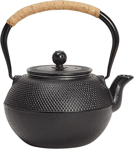 Miniatura 9 de Juvale Hervidor de té de hierro fundido para estufa, juego de té japonés con calentador, salvamanteles, infusor y 4 tazas de té, diseño de clavos