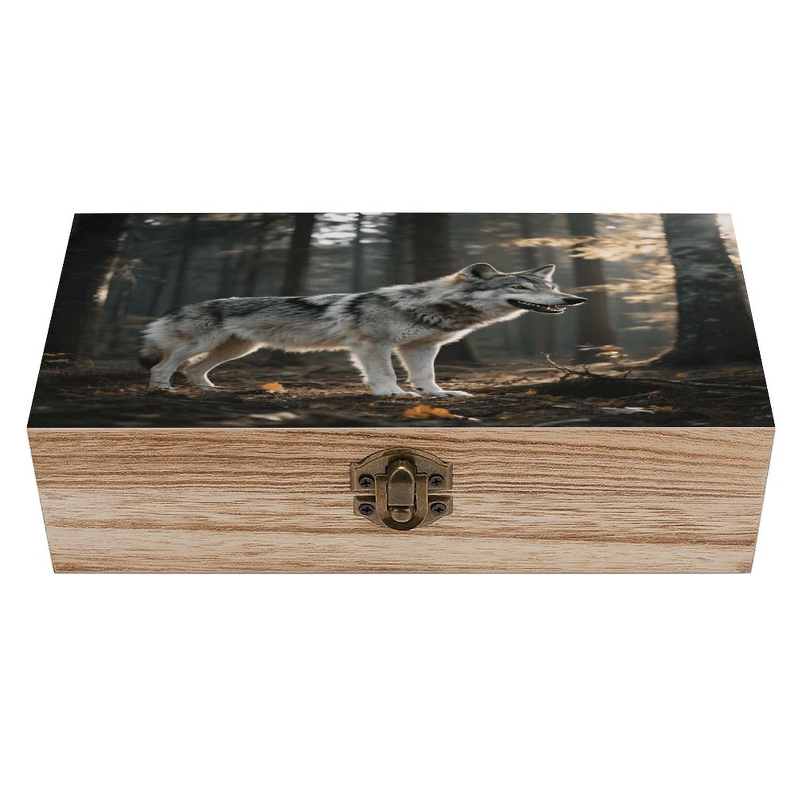 VstaDank Wolf Wooden Storage Box Decorative Jewelry Case with Lids Exquisite Wood Box Letters Gifts Acacia Wood Boxes Fashion Wooden Keepsake Boxes for Men Women