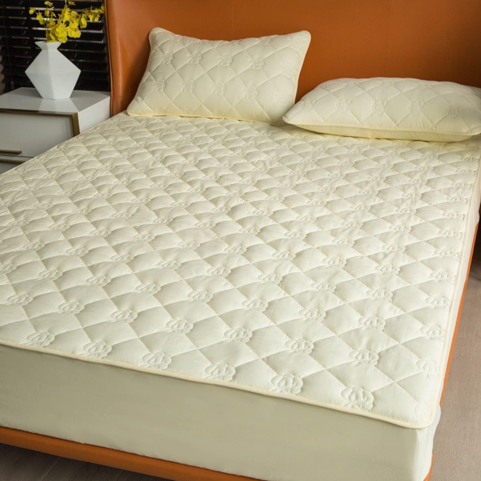 HAIMA Cotton Rich Deep Fitted Bed Thread Count Non Iron, This Hypoallergenic Top Sheet is Oh-So-Soft & Silky,200X200cm+35cm,light yellow