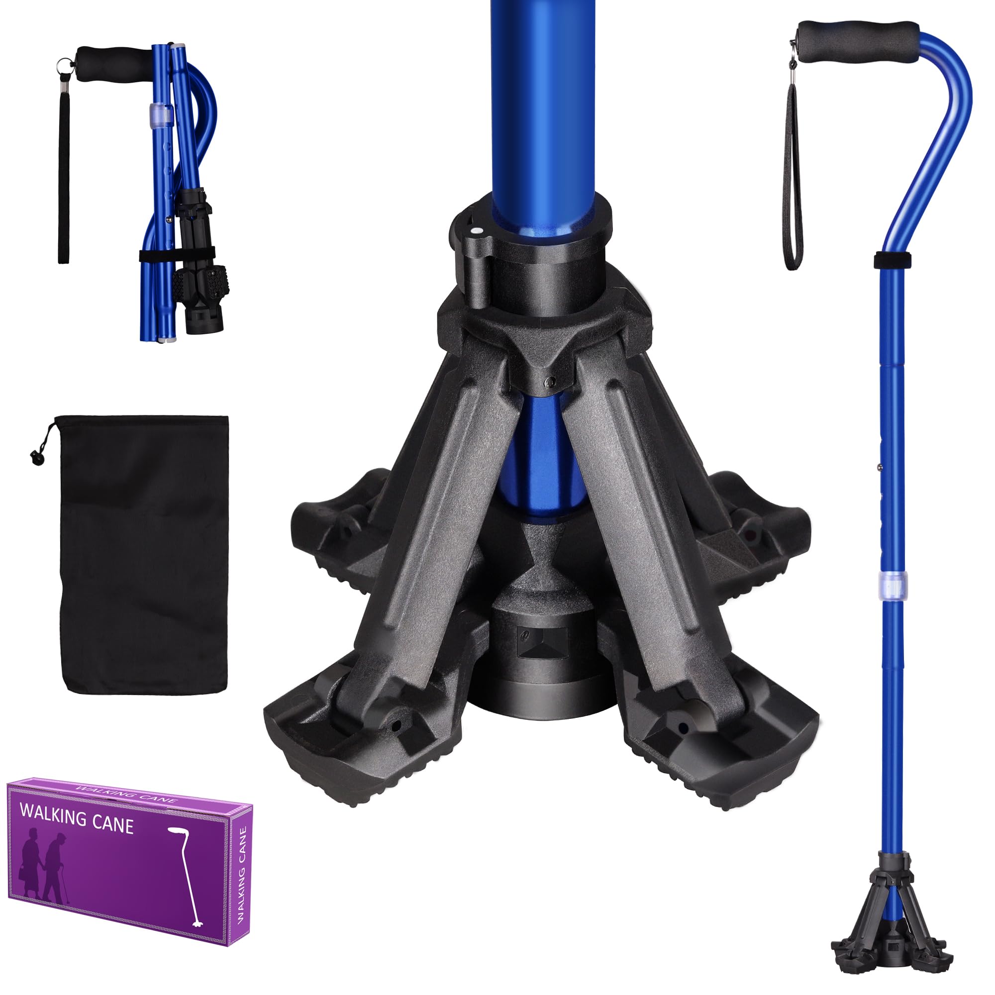 LIXIANG Walking Cane for Women for Stability Seniors Balance Folding Foldable Canes for Men Heavy Duty Adjustable Travel Collapsible Fashionable Fancy Decorative Unique Cool Cane